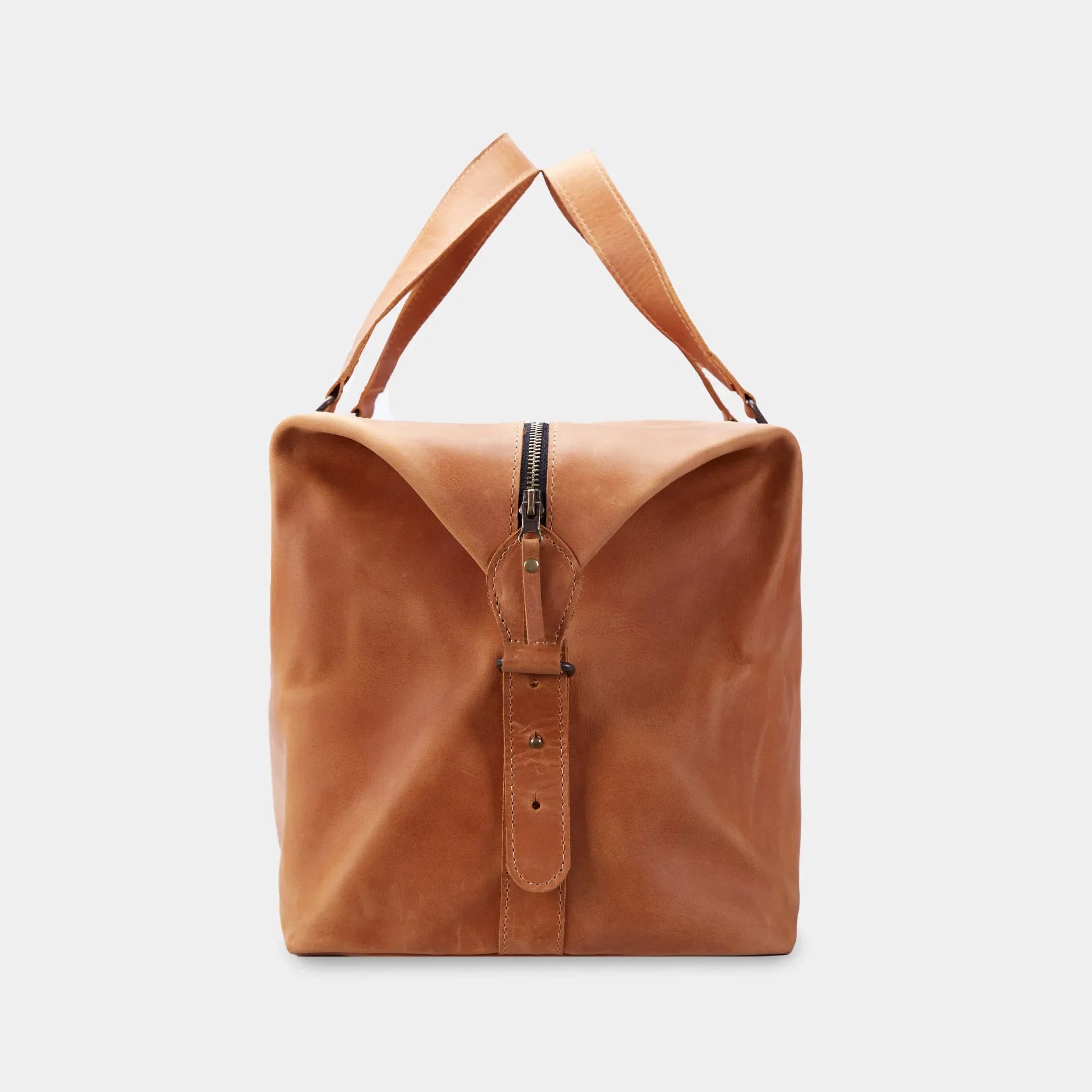 Коньячна сумка All In з натуральної шкіри з двома зовнішніми відкритими кишенями без застібки