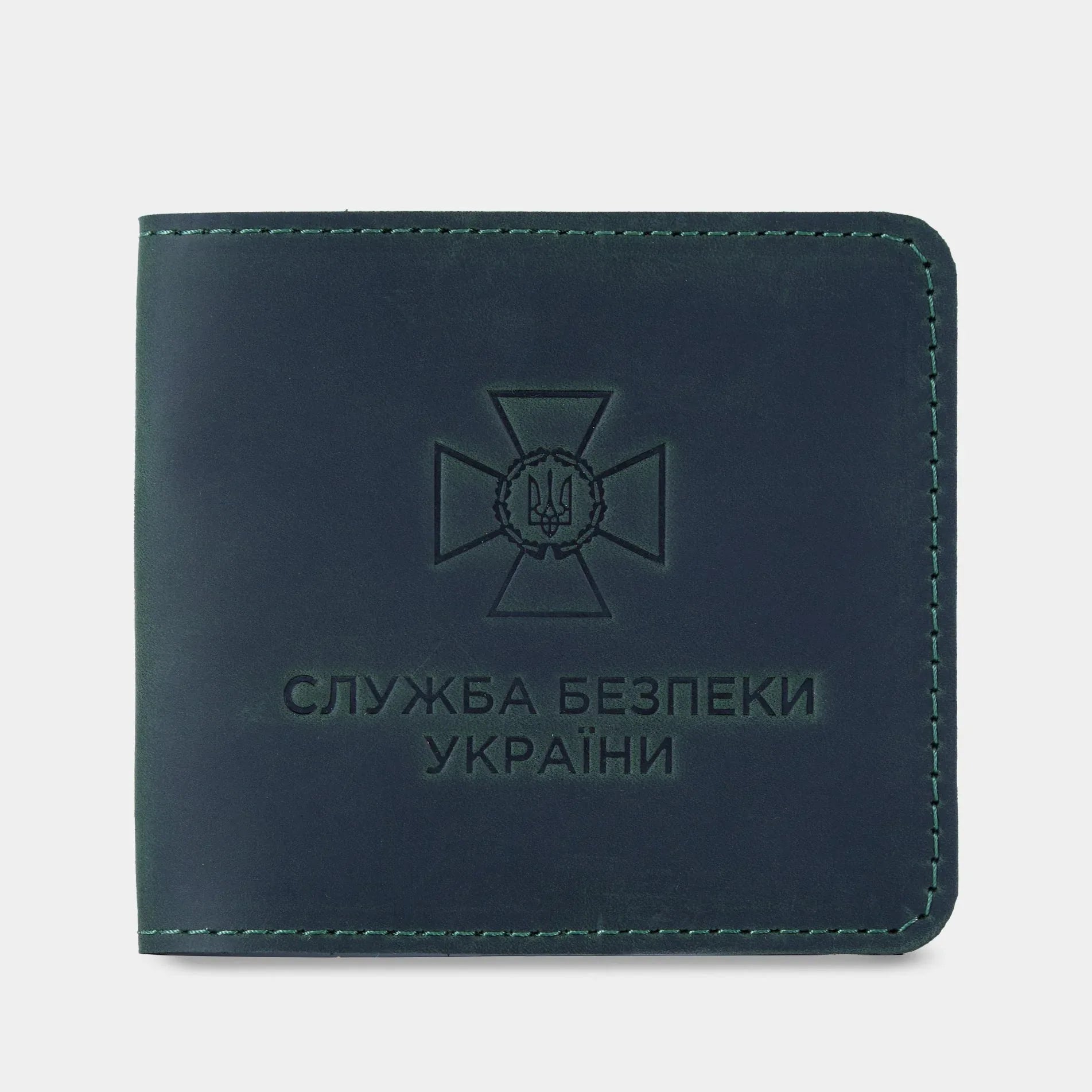 Зелена вінтажна обкладинка для посвідчення СБУ з натуральної шкіри від бренду INCARNE