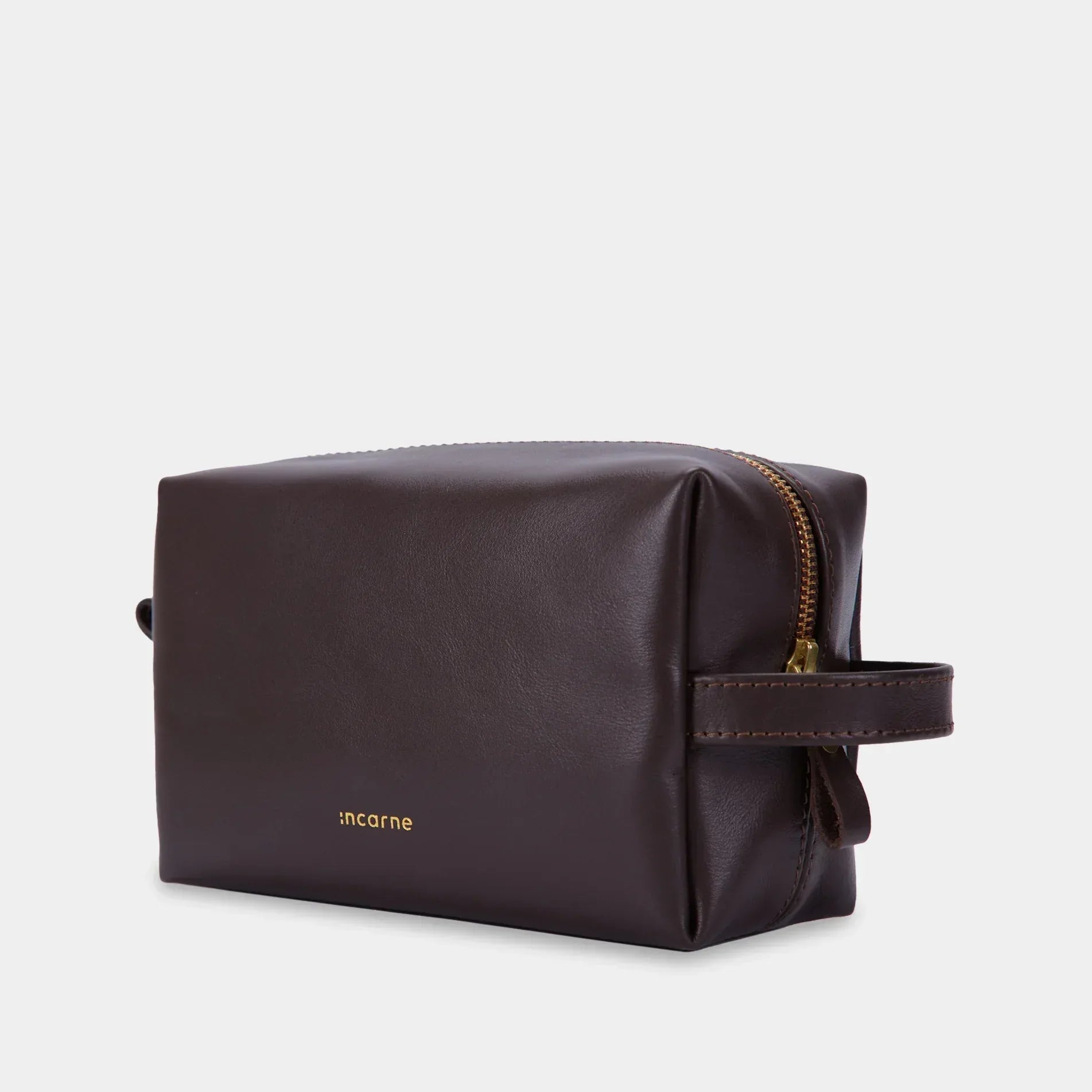 Жіноча та чоловіча дорожня косметичка Mirage з натуральної шкіри шоколадного відтінку з блискавкою YKK латунь