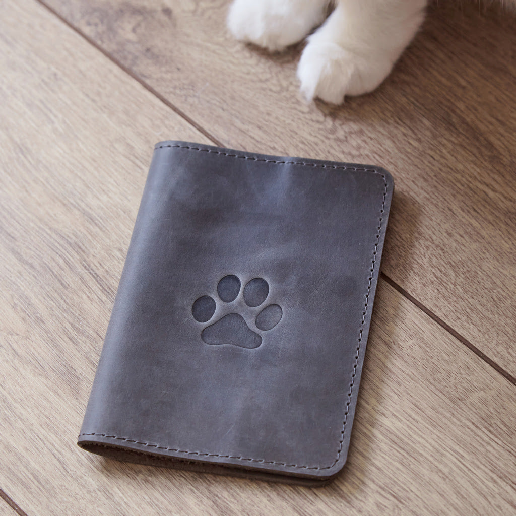 Обложка для ветеринарного паспорта Paw, серый (винтажный)