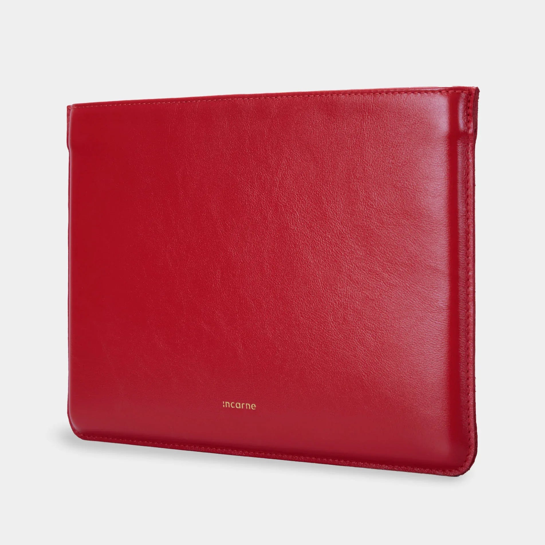 Шкіряний чохол для MacBook з оксамитовою пісочною підкладкою, контраст червоного зовні та теплого відтінку всередині