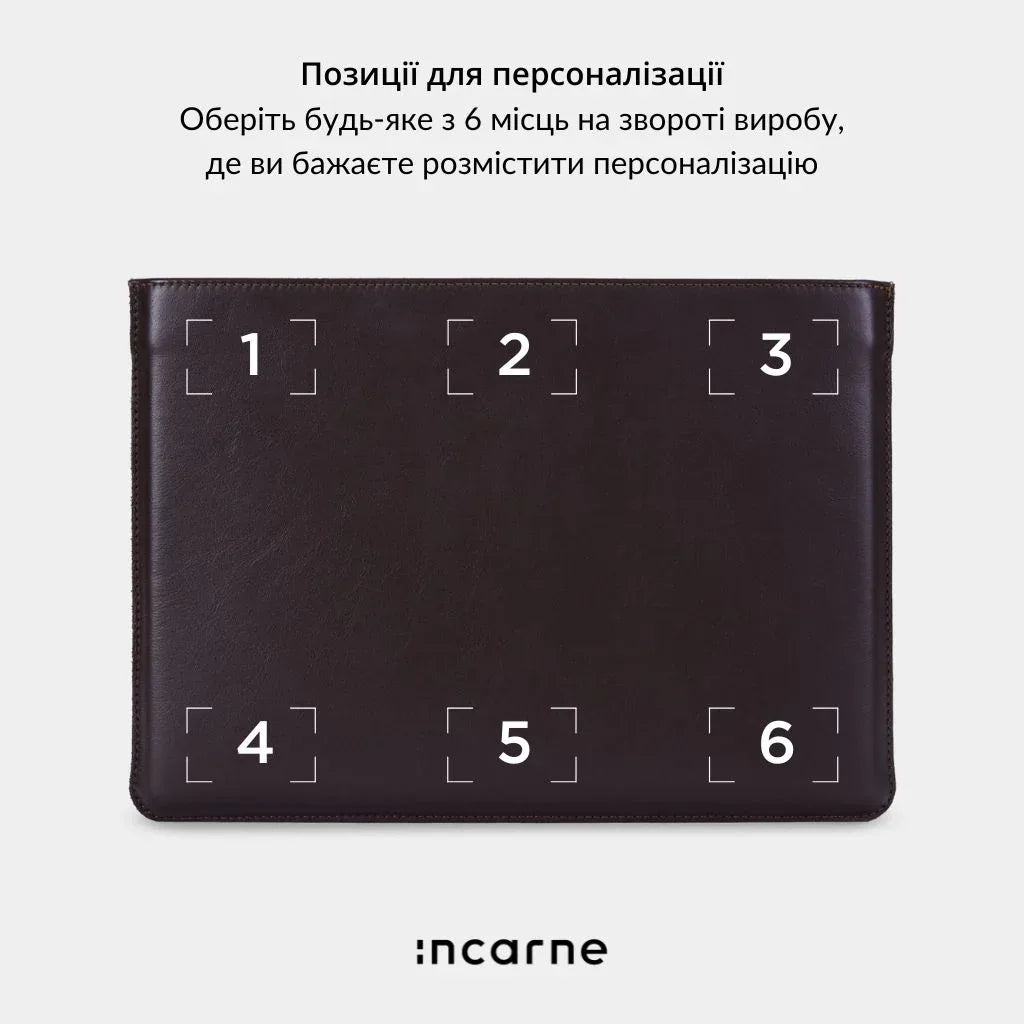 Шоколадний чохол Cline від INCARNE поруч із MacBook у сучасному робочому просторі