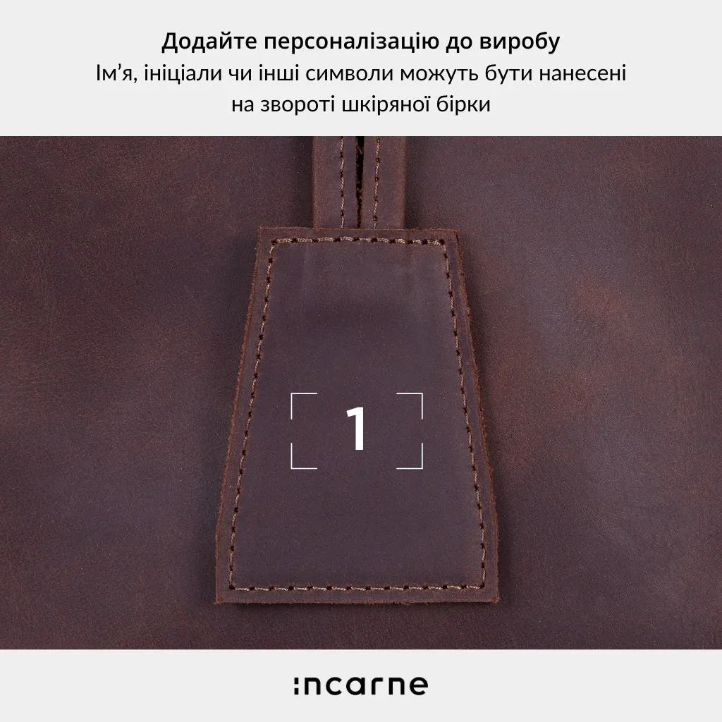 Коричнева вінтажна сумка Emeli INCARNE на білому тлі, стильний жіночий шопер на кожен день