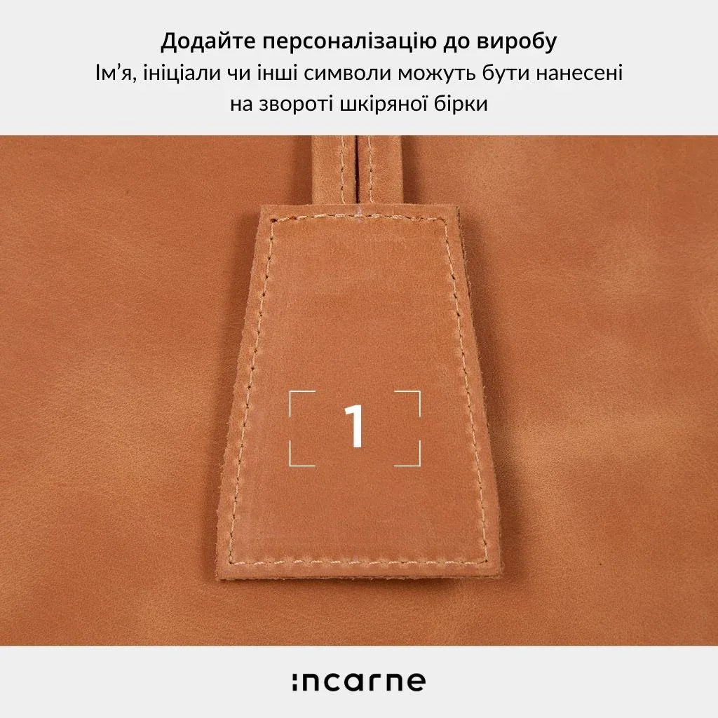 Жіноча сумка Emeli cognac vintage від INCARNE, структурована форма, елегантний аксесуар з натуральної шкіри