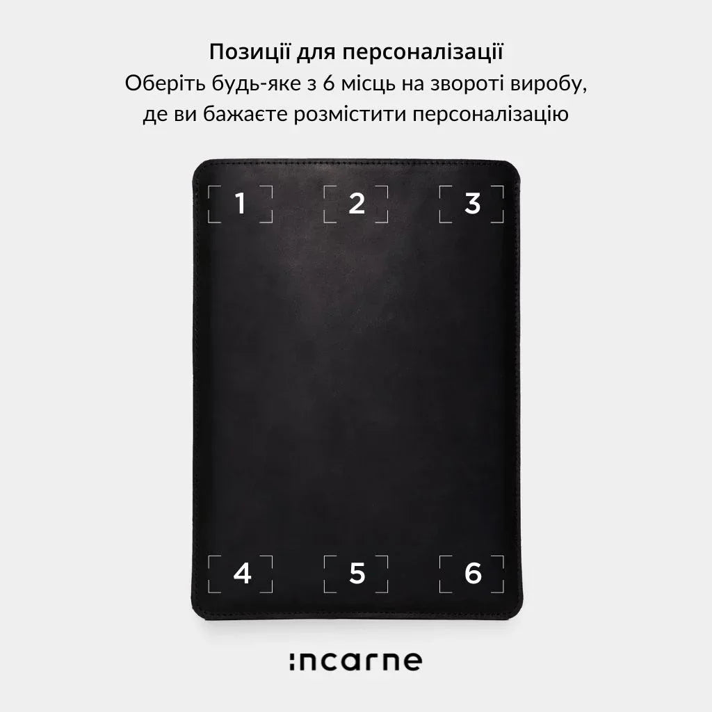 Чорний шкіряний чохол Free Port Plus від INCARNE, компактний аксесуар для перенесення та зарядки ноутбука