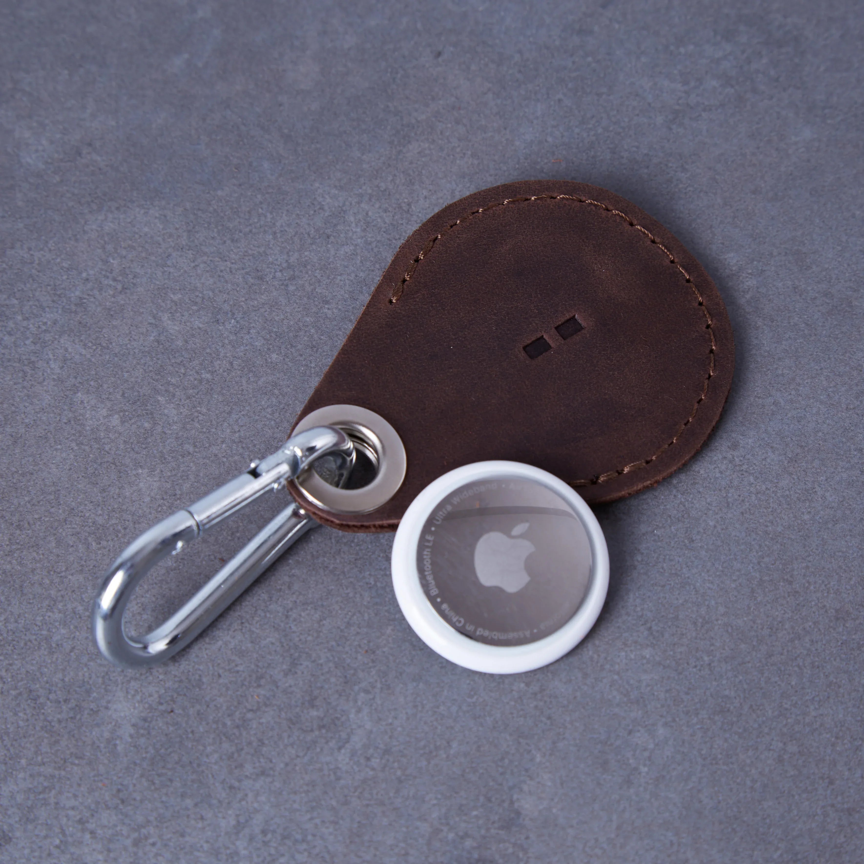 Компактний чохол для AirTag з натуральної шкіри, коричневий вінтаж, аксесуар для рюкзака, валізи та повсякденного використання