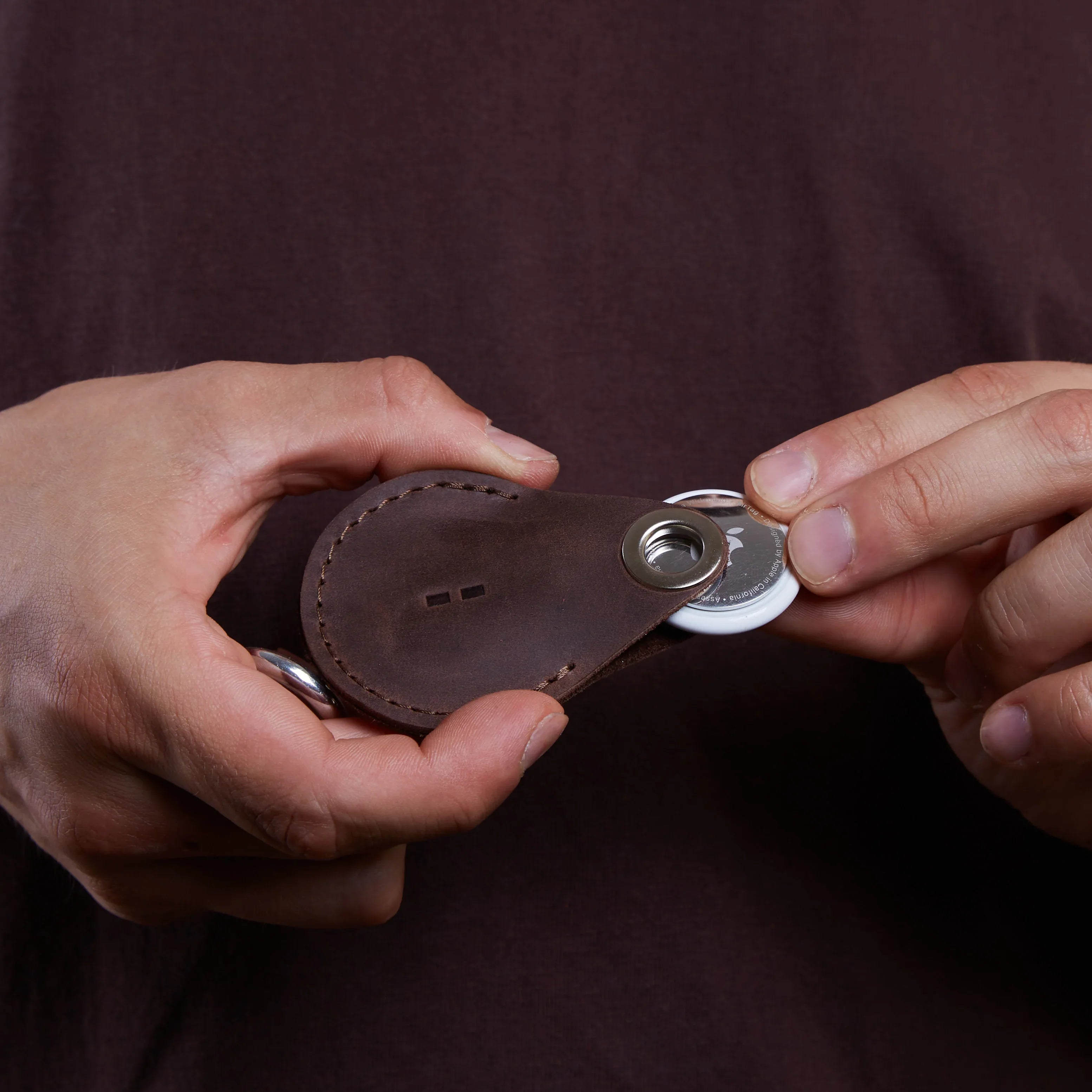 Чохол для AirTag Key Tag з кільцем для ключів, натуральна коричнева шкіра вінтаж, аксесуар для ключів і сумки