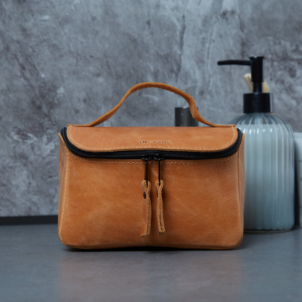 Косметичка Timeless Small, коньяк (вінтажний)
