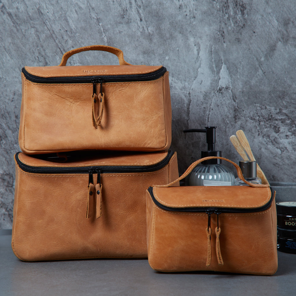 Косметичка Timeless Large, коньяк (вінтажний)