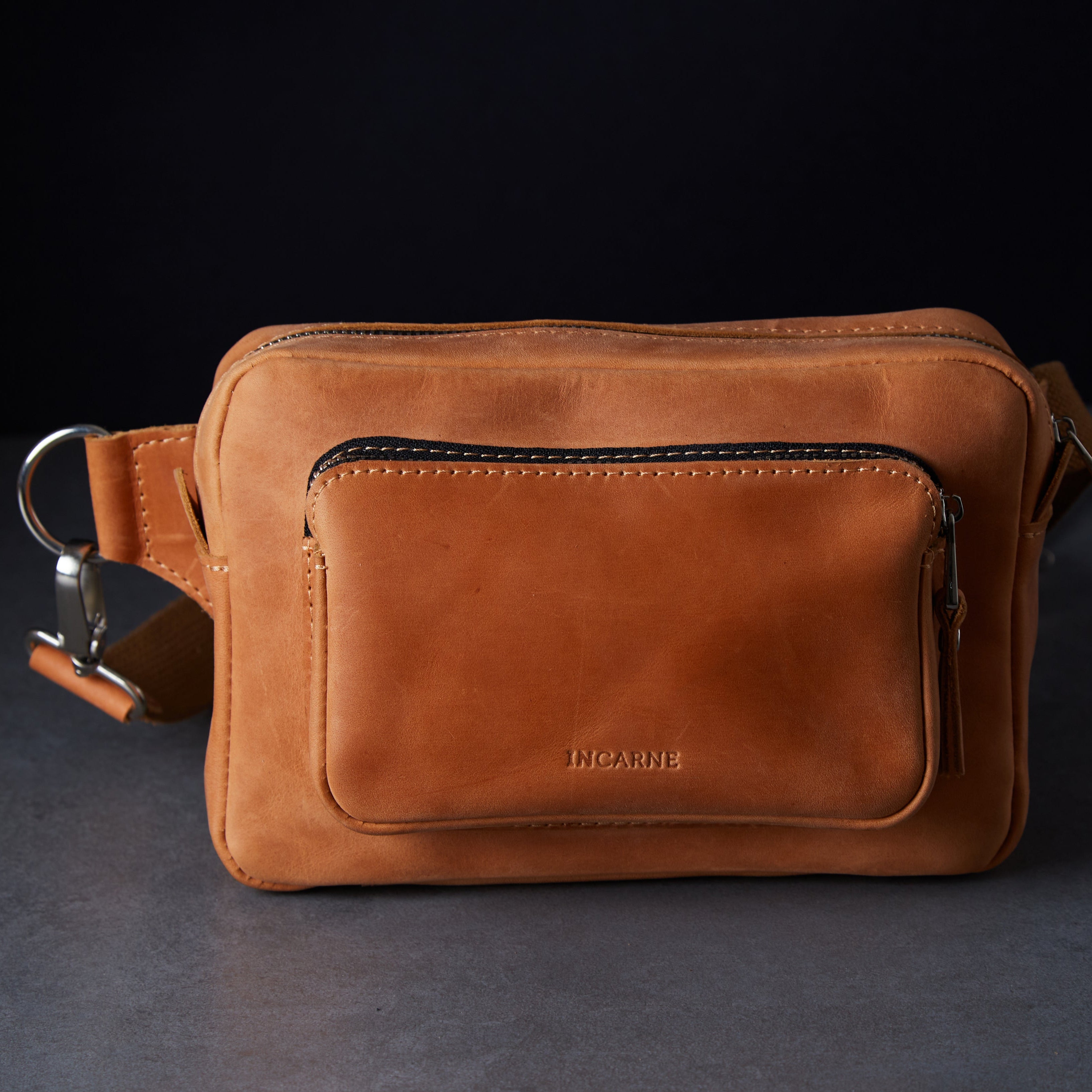 Поясна сумка Couple, коньяк (вінтажний)