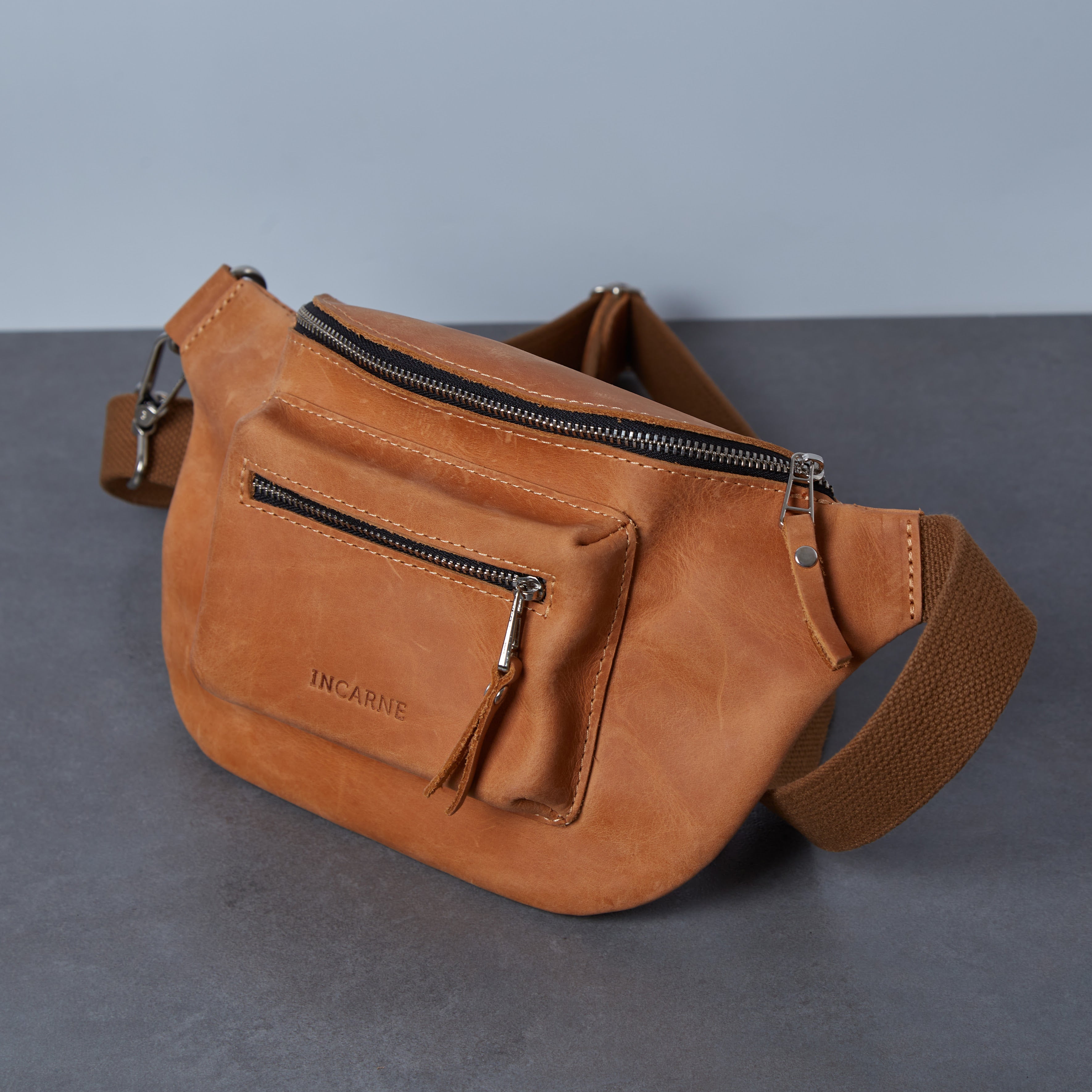 Поясна сумка Beltee, коньяк (вінтажний)