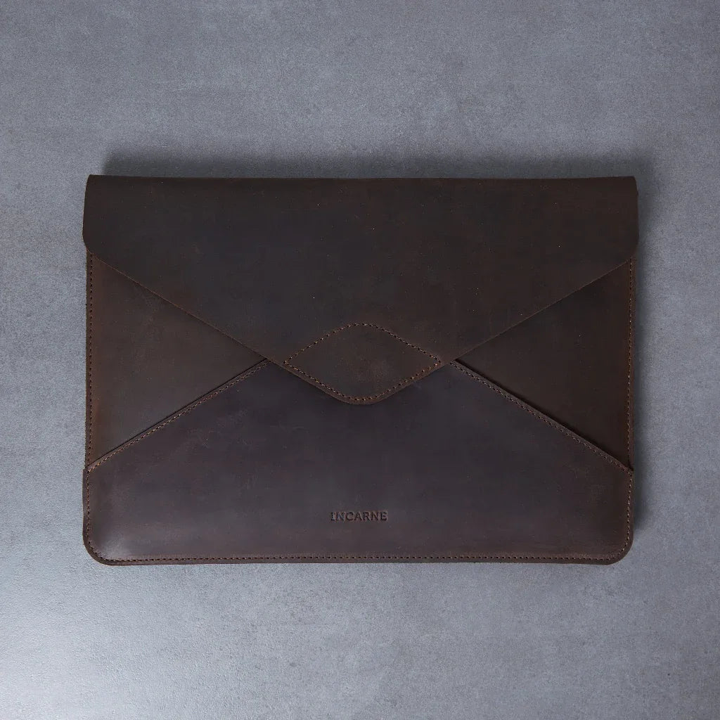 Шкіряний чохол Message на MacBook, трикутний клапан з прихованими магнітами, стильний коричневий колір