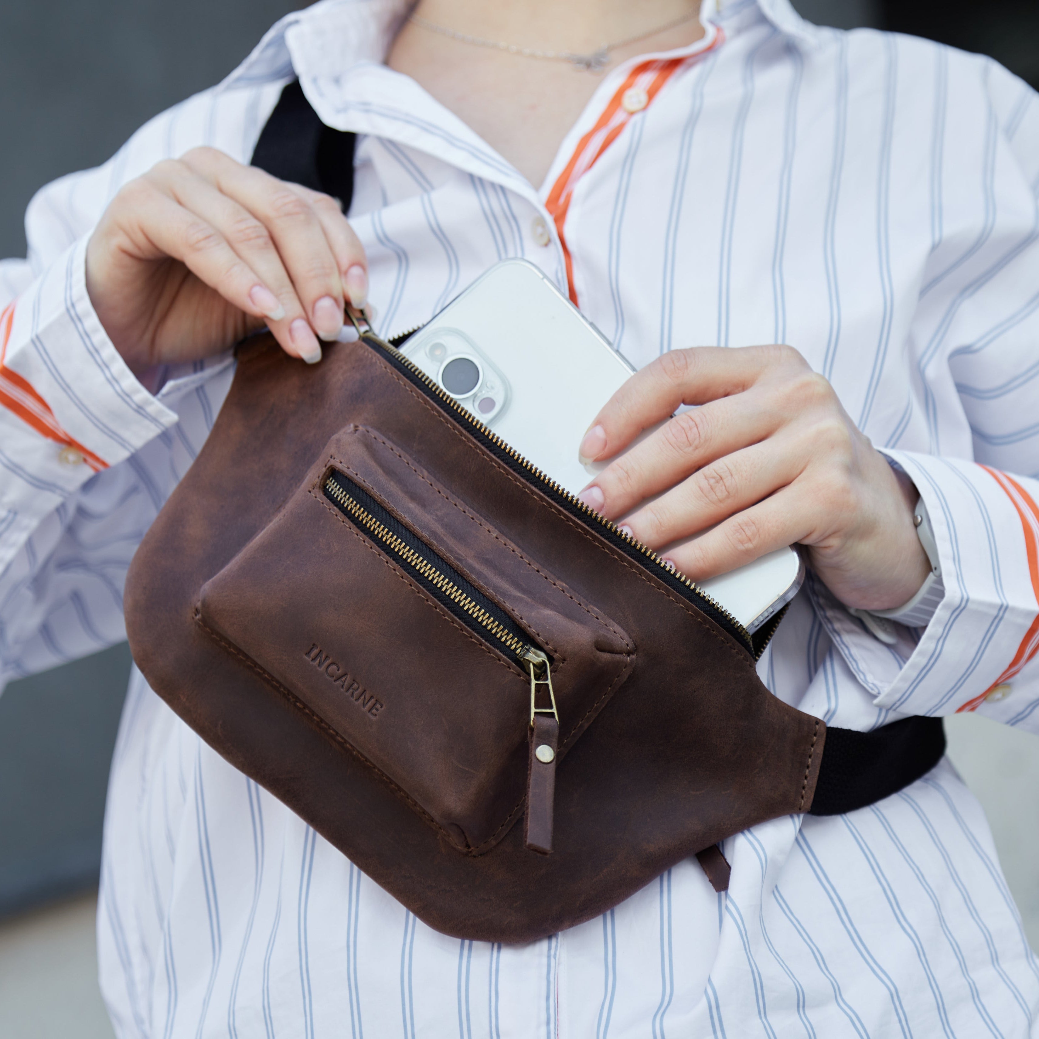 Поясна сумка Beltee, коричневий (вінтажний)