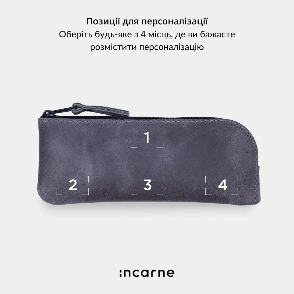 Сірий чохол для окулярів Leaf INCARNE з натуральної шкіри, елегантний аксесуар у мінімалістичному стилі