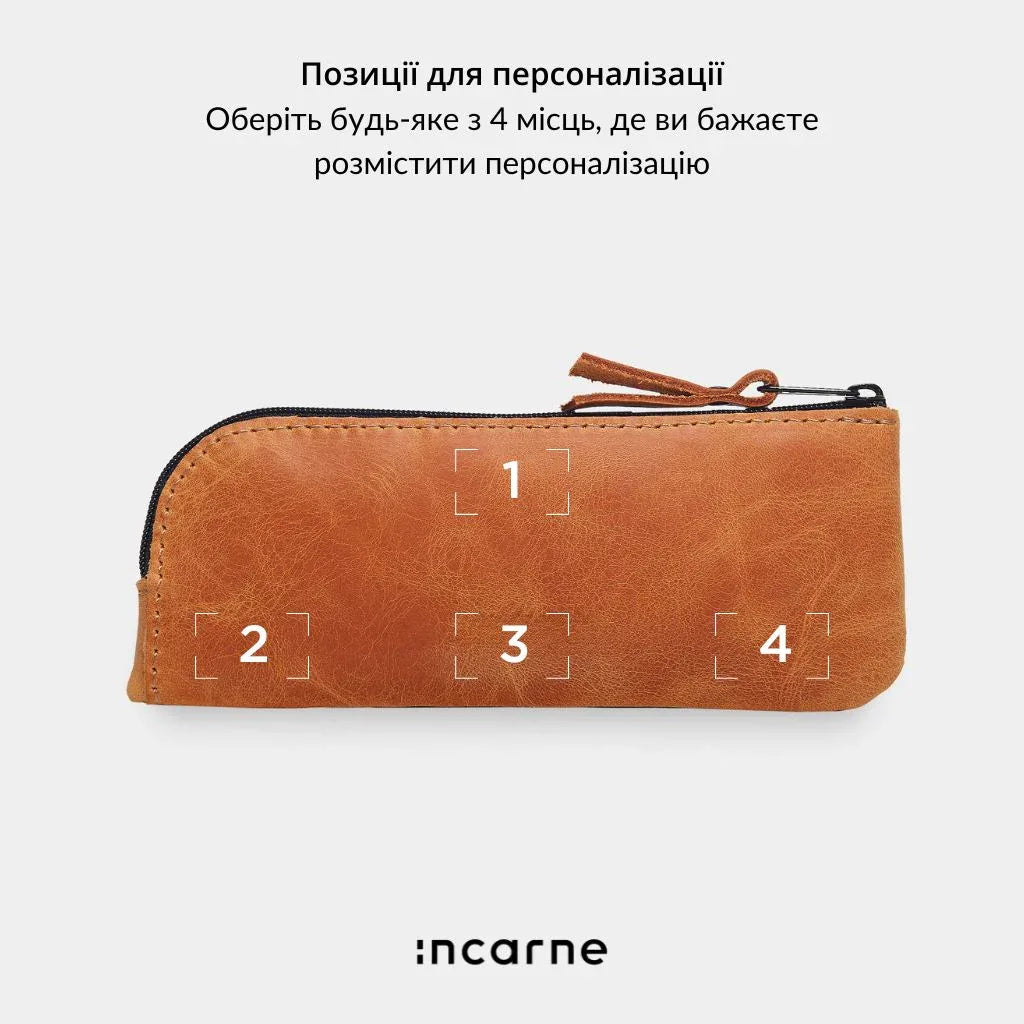 Стильний мінімалістичний чохол для окулярів Leaf з коньячної шкіри, аксесуар ручної роботи INCARNE
