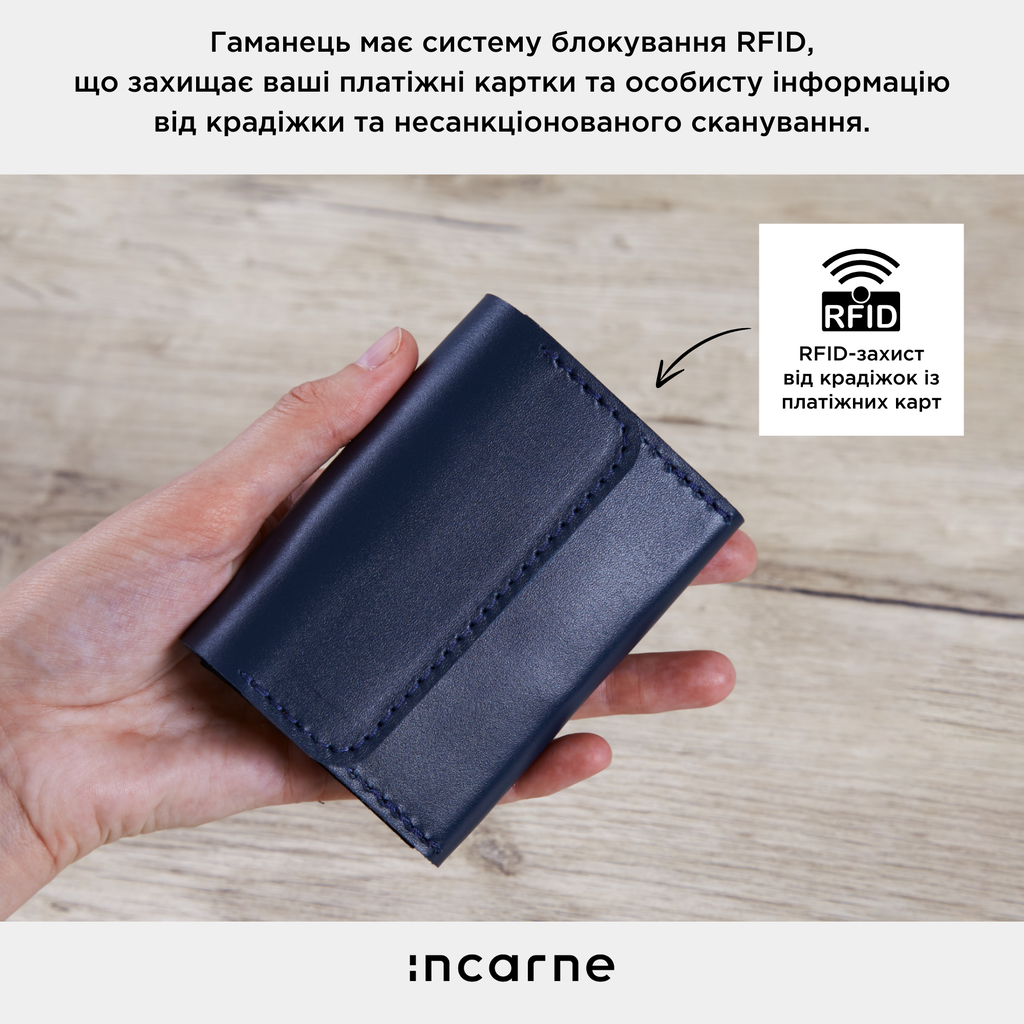 Компактний гаманець із RFID-захистом із класичної шкіри «Лін» Lean