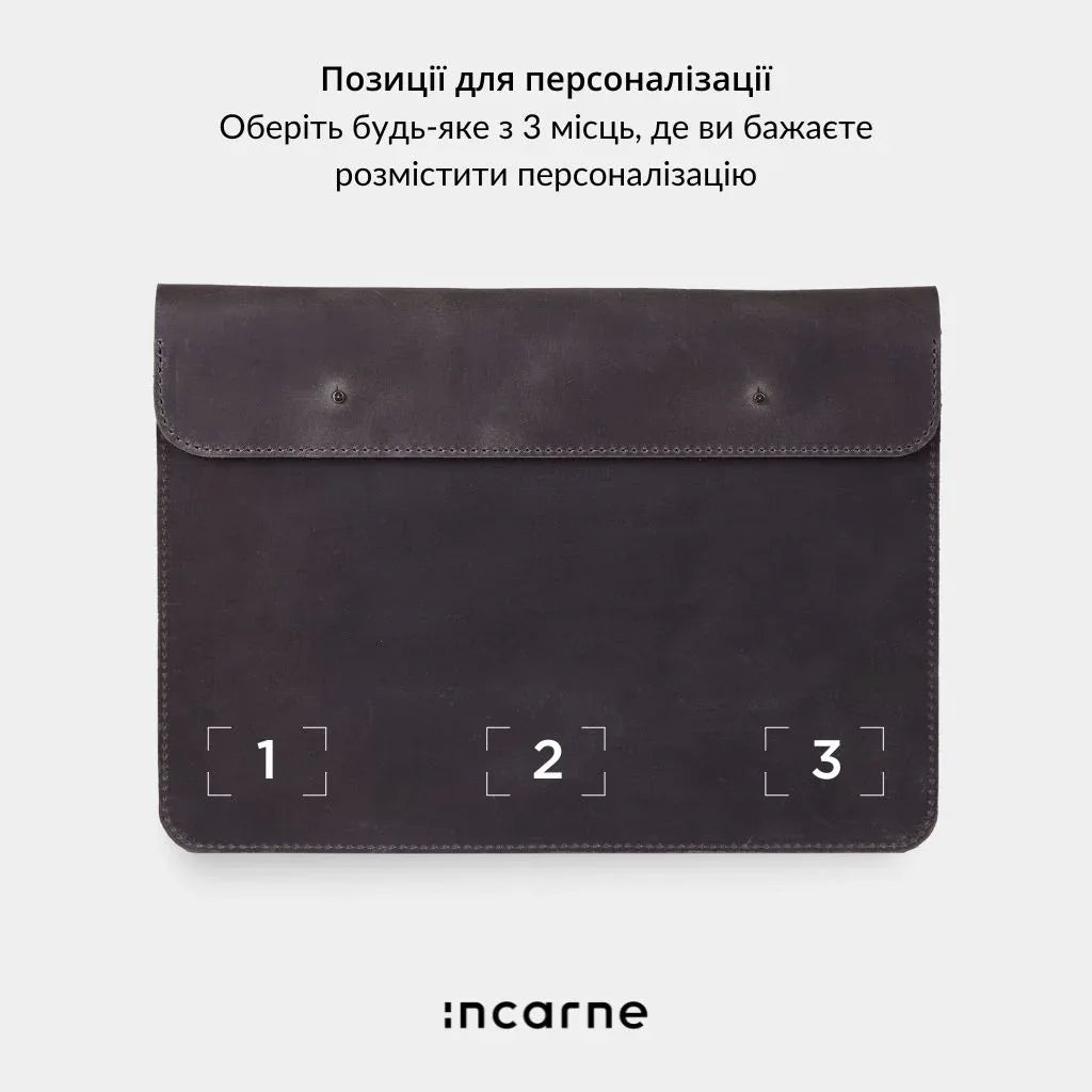 Сірий шкіряний чохол Neat для MacBook Air та Pro, вид збоку, щільні краї та акуратна ручна строчка
