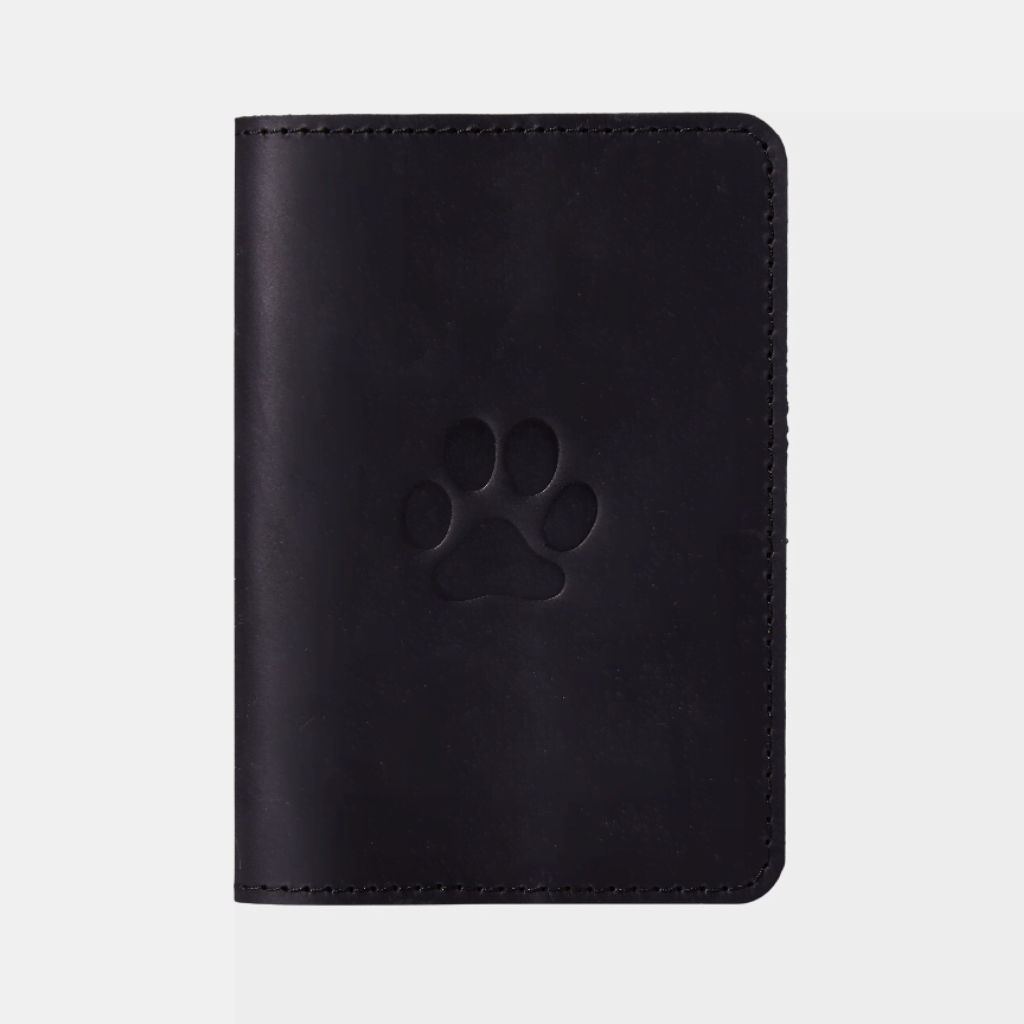 Обкладинка для ветеринарного паспорта Paw, чорний (вінтажний)