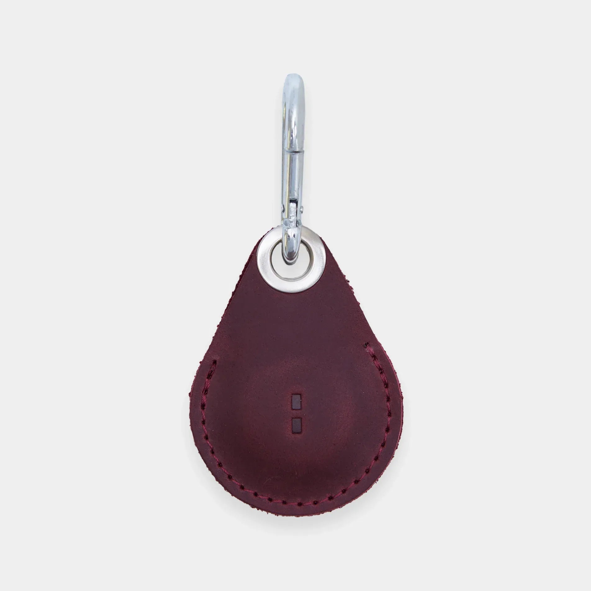 Бордовый вінтажний шкіряний чохол INCARNE Key Tag для Apple AirTag на металевому кільці для ключів