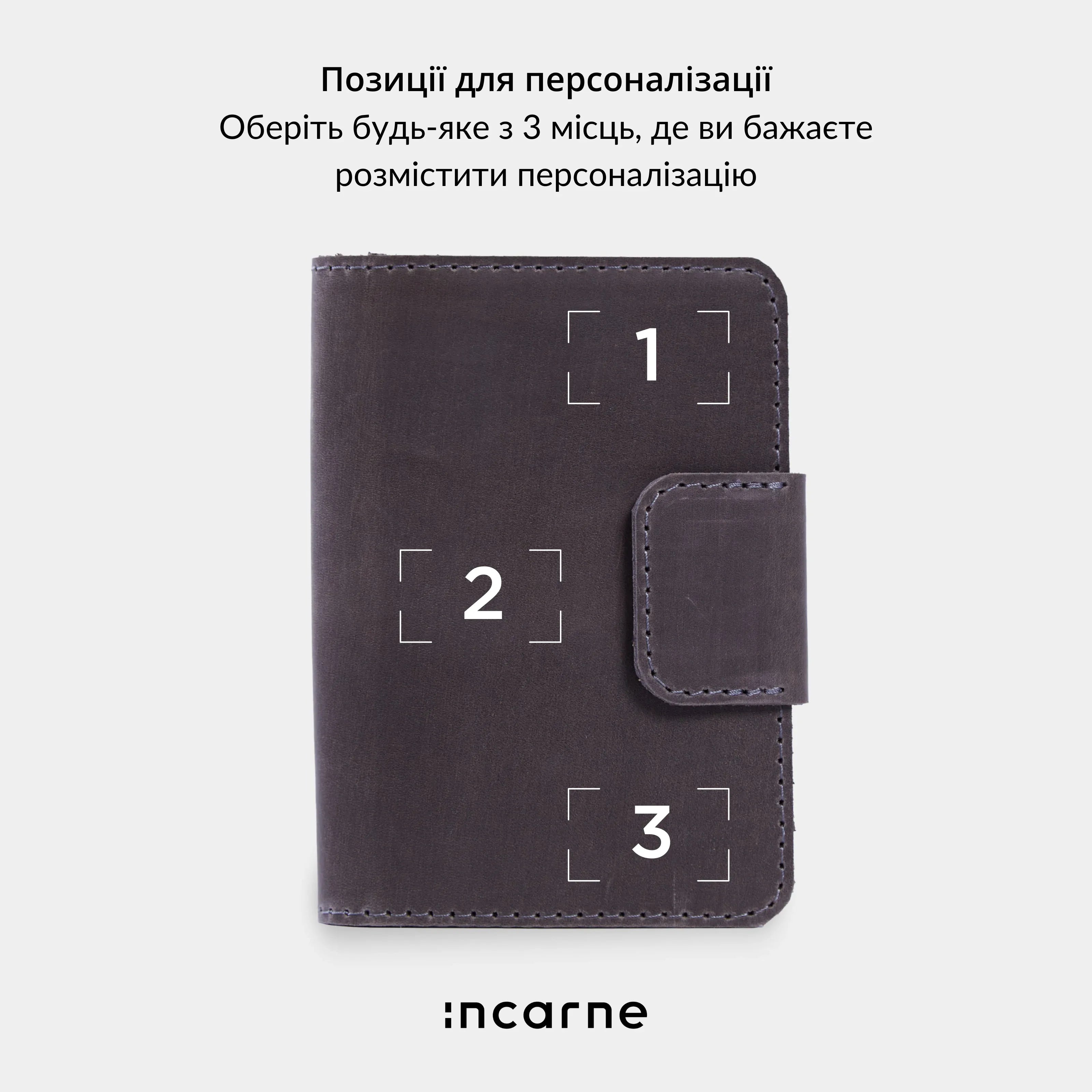 Колір сіра вінтажна шкіра для обкладинки Smart Journey INCARNE, фактура натуральної шкіри крупним планом