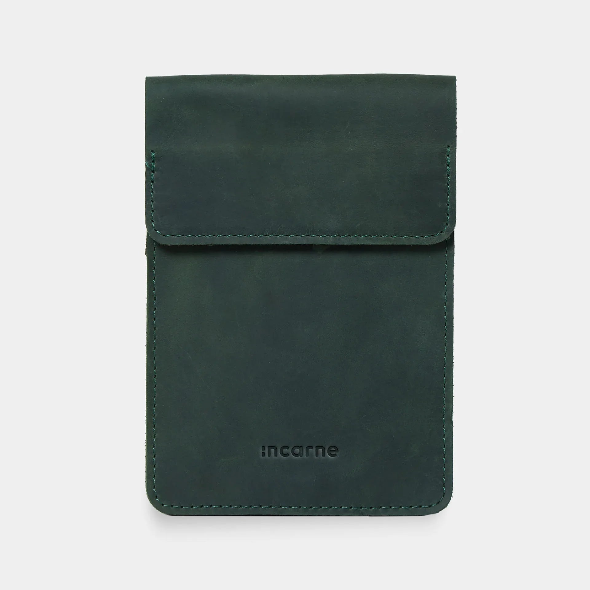 Зелена вінтажна шкіряна сумка Smart Case INCARNE з клапаном, компактний формат для смартфона та щоденних дрібниць