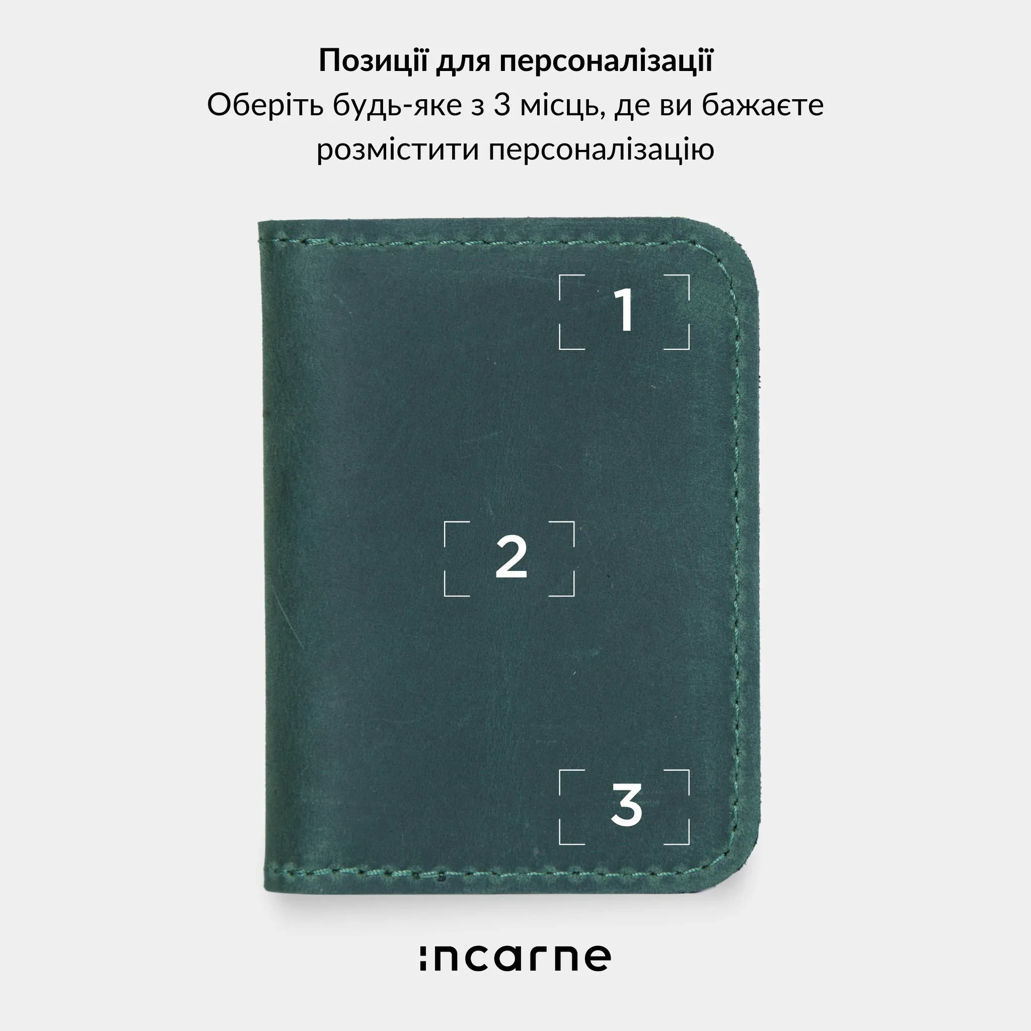 Обкладинка INCARNE з зеленої вінтажної шкіри для ID-паспорта, студентського та інших пластикових карток