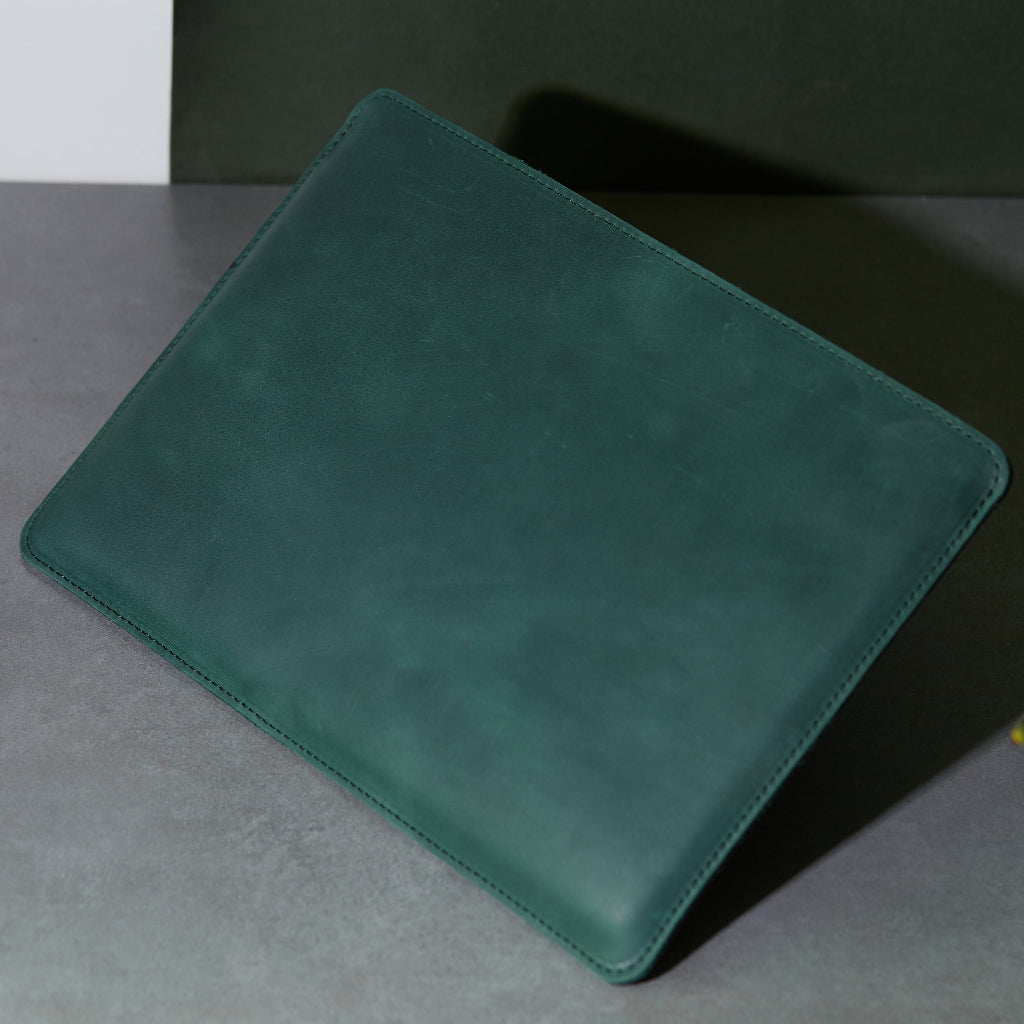 Шкіряний чохол для ноутбука з натуральної шкіри Gamma Plus зелений з підкладкою