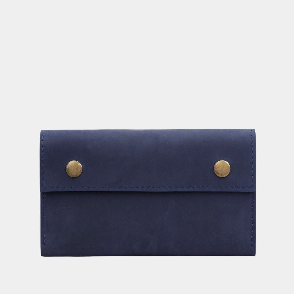 Кожаный кошелек, синий (винтажный)