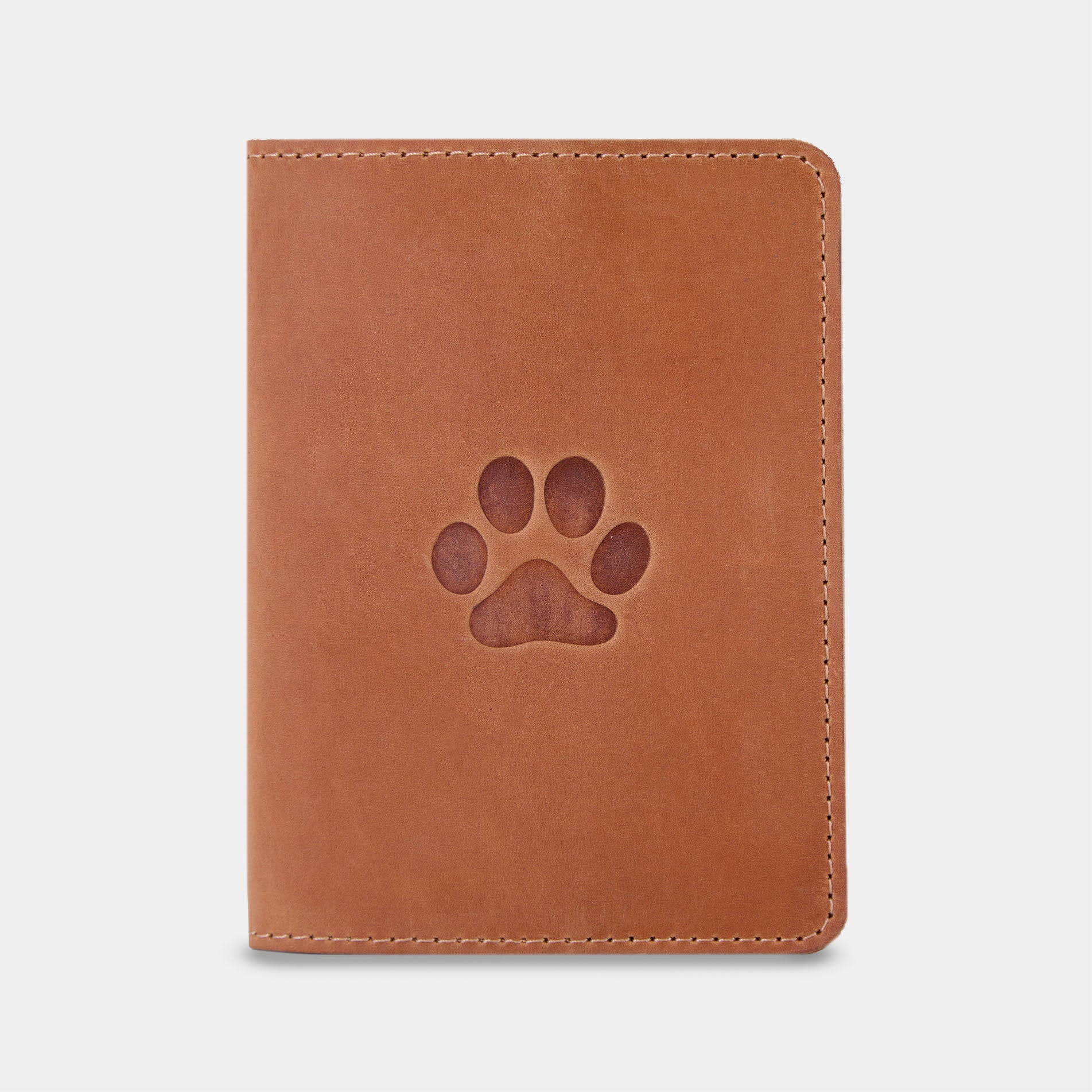Обкладинка для ветеринарного паспорта Paw, коньяк (вінтажний)