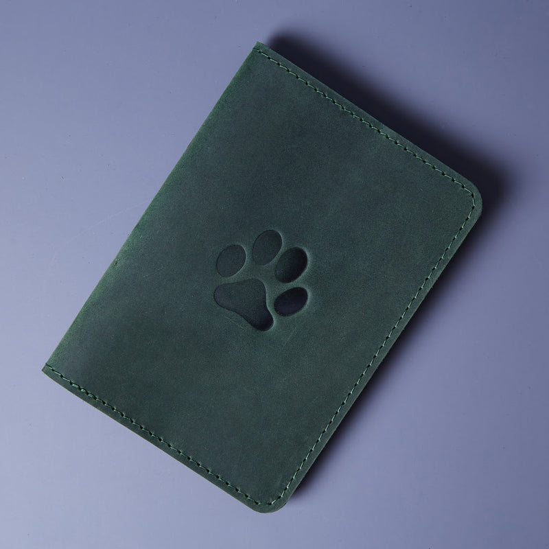 Шкіряна обкладинка для ветеринарного паспорта «Поу» Paw