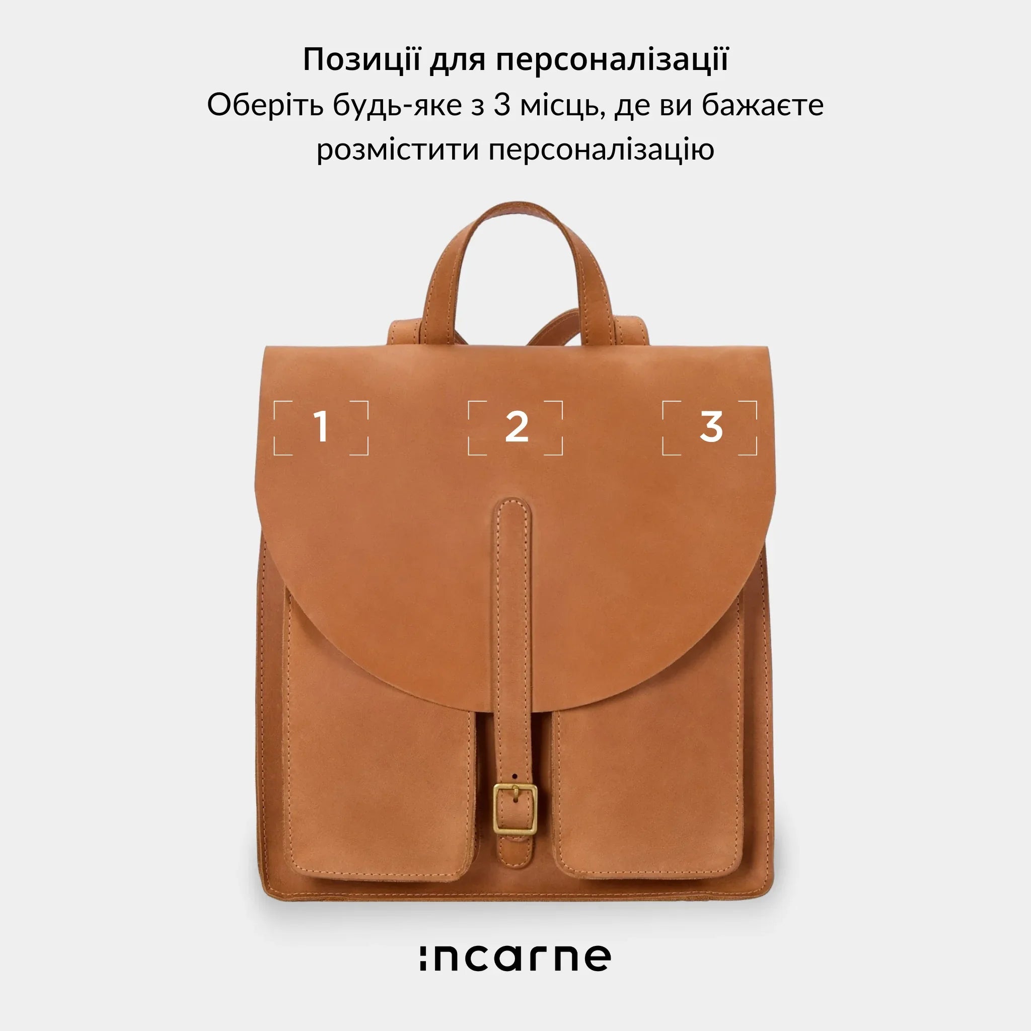 Рюкзак Circles INCARNE коньяк vintage, унісекс шкіряний рюкзак для подорожей та міста з двома зовнішніми кишенями