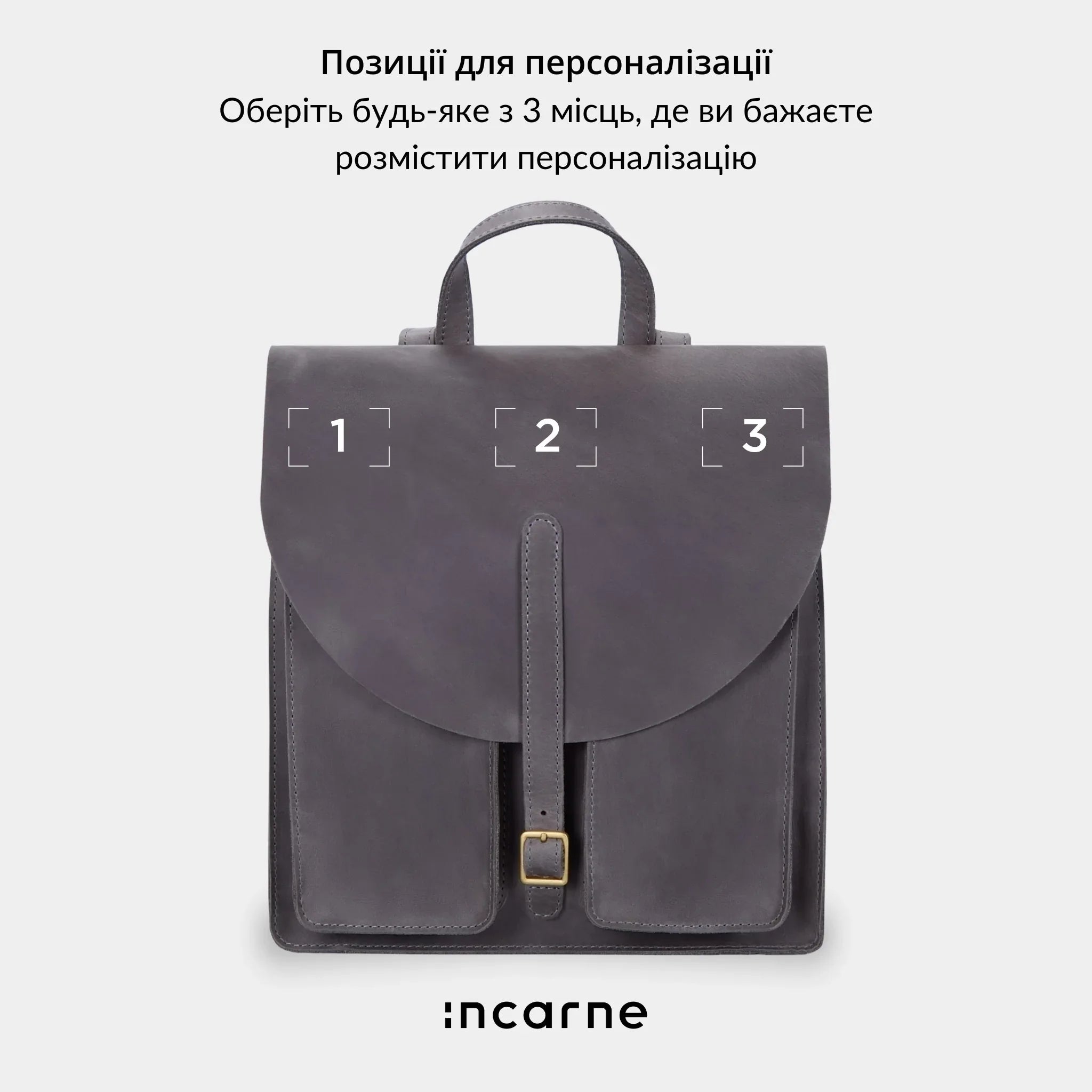 Рюкзак Circles від INCARNE сірий з натуральної вінтажної шкіри, регульовані плечові ремені, унісекс стиль