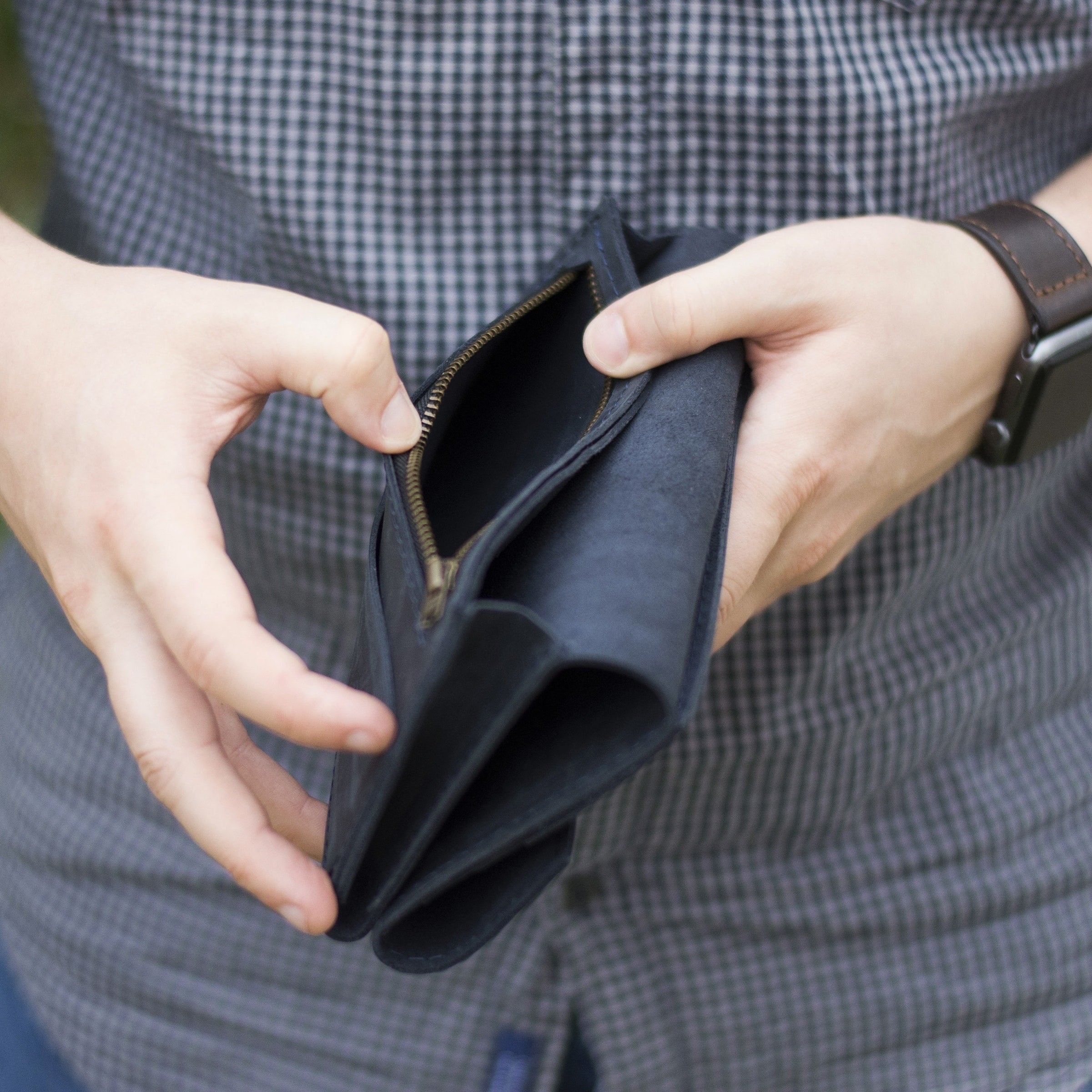 Кожаный кошелек, синий (винтажный)