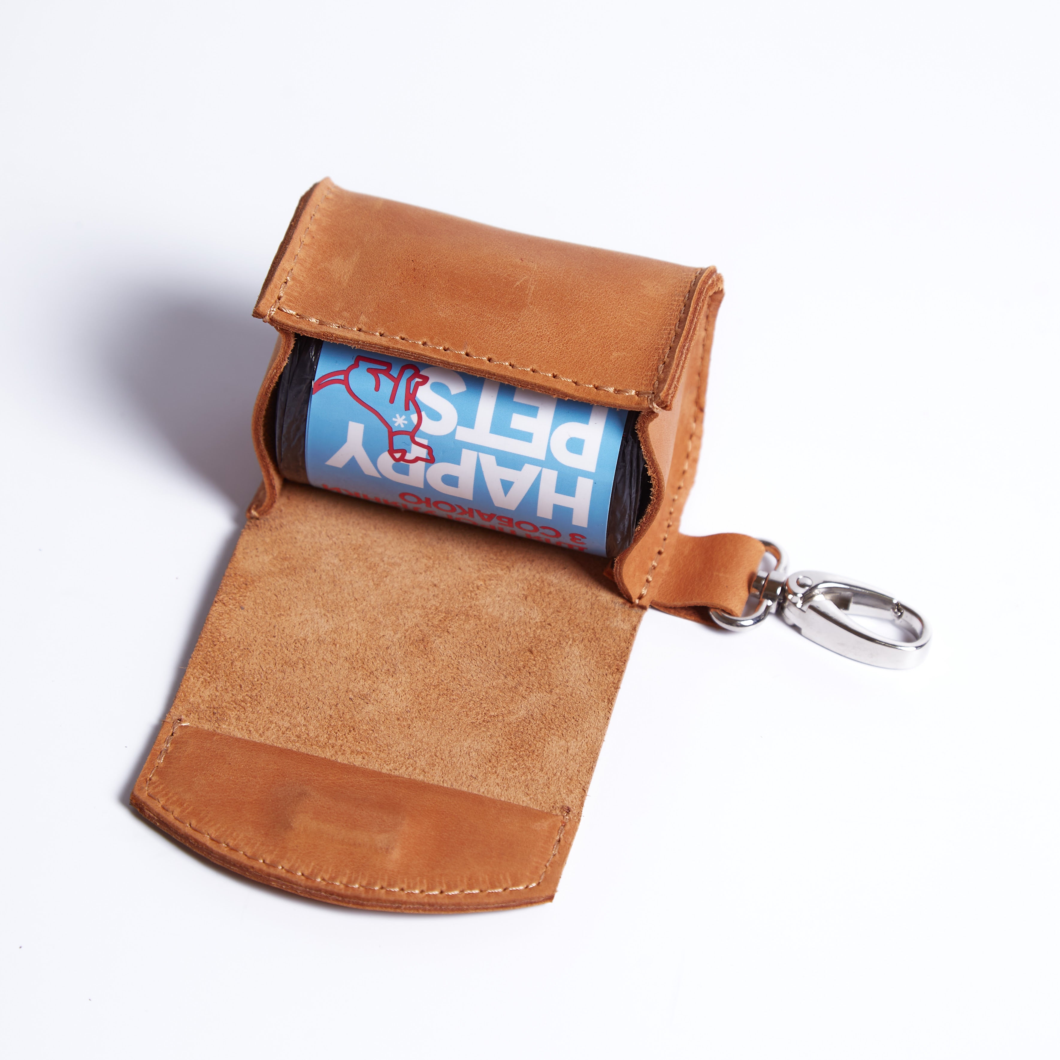 Сумка-брелок для гигиенических пакетов для выгула собак Easy Walk, коньяк (винтажный)