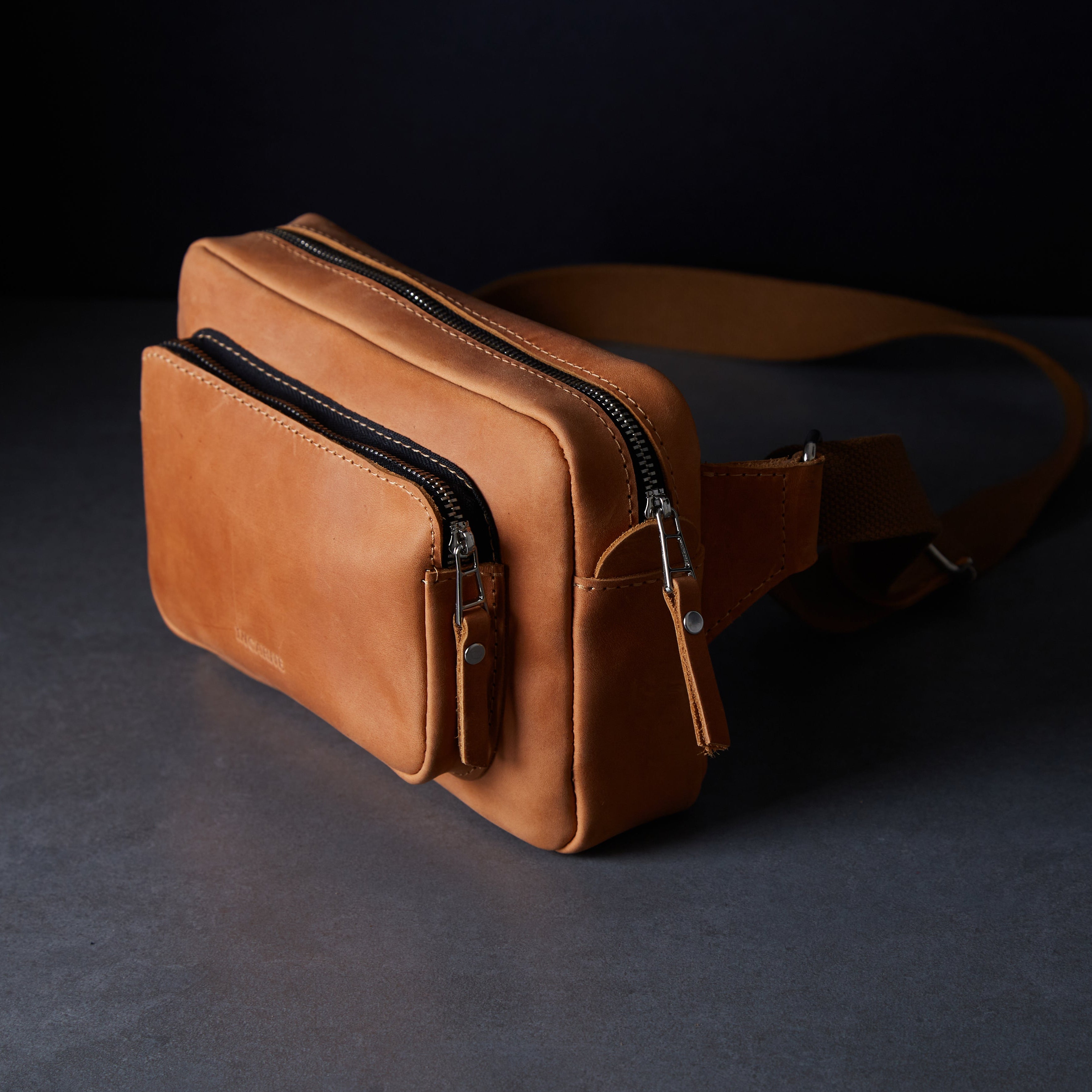 Поясна сумка Couple, коньяк (вінтажний)