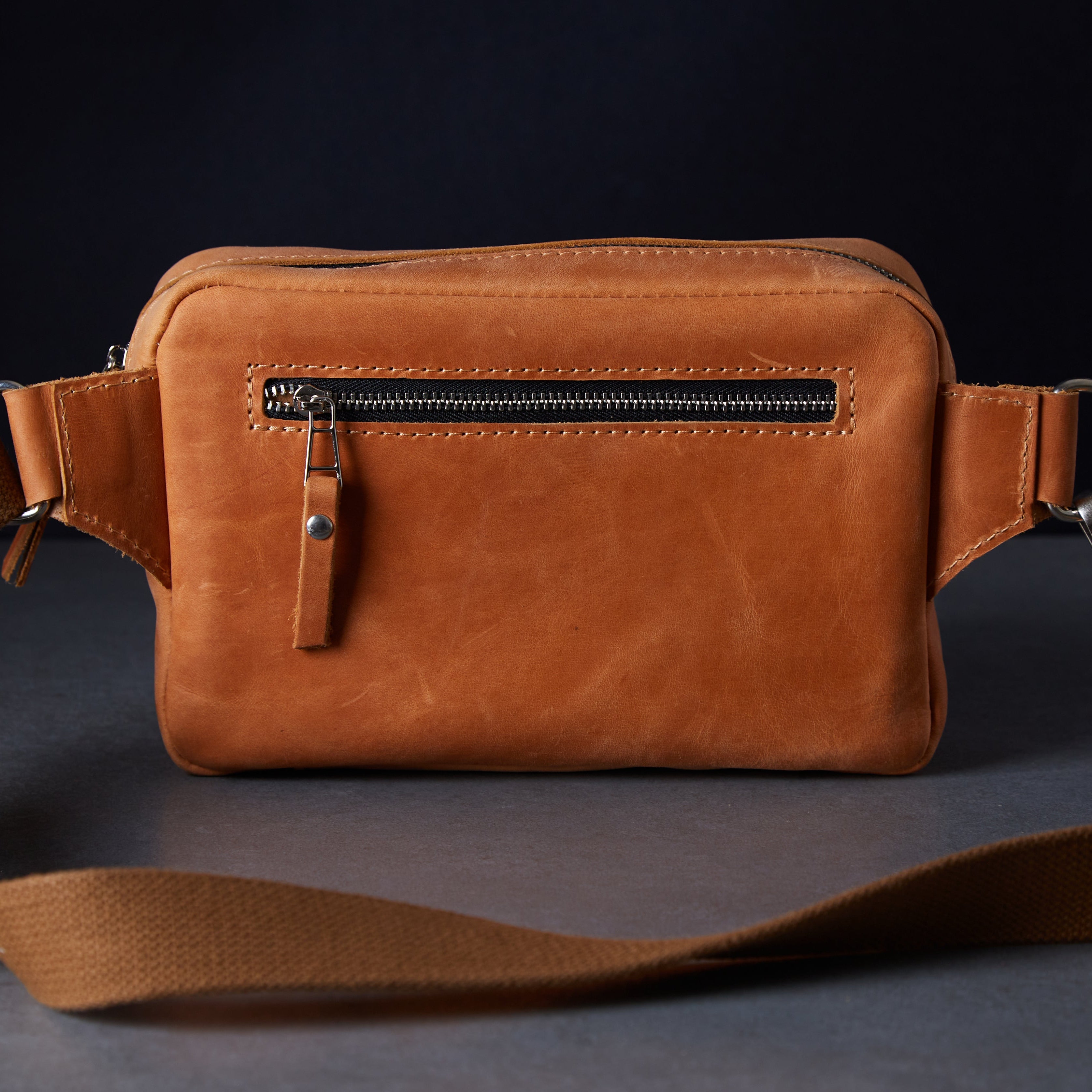 Поясна сумка Couple, коньяк (вінтажний)