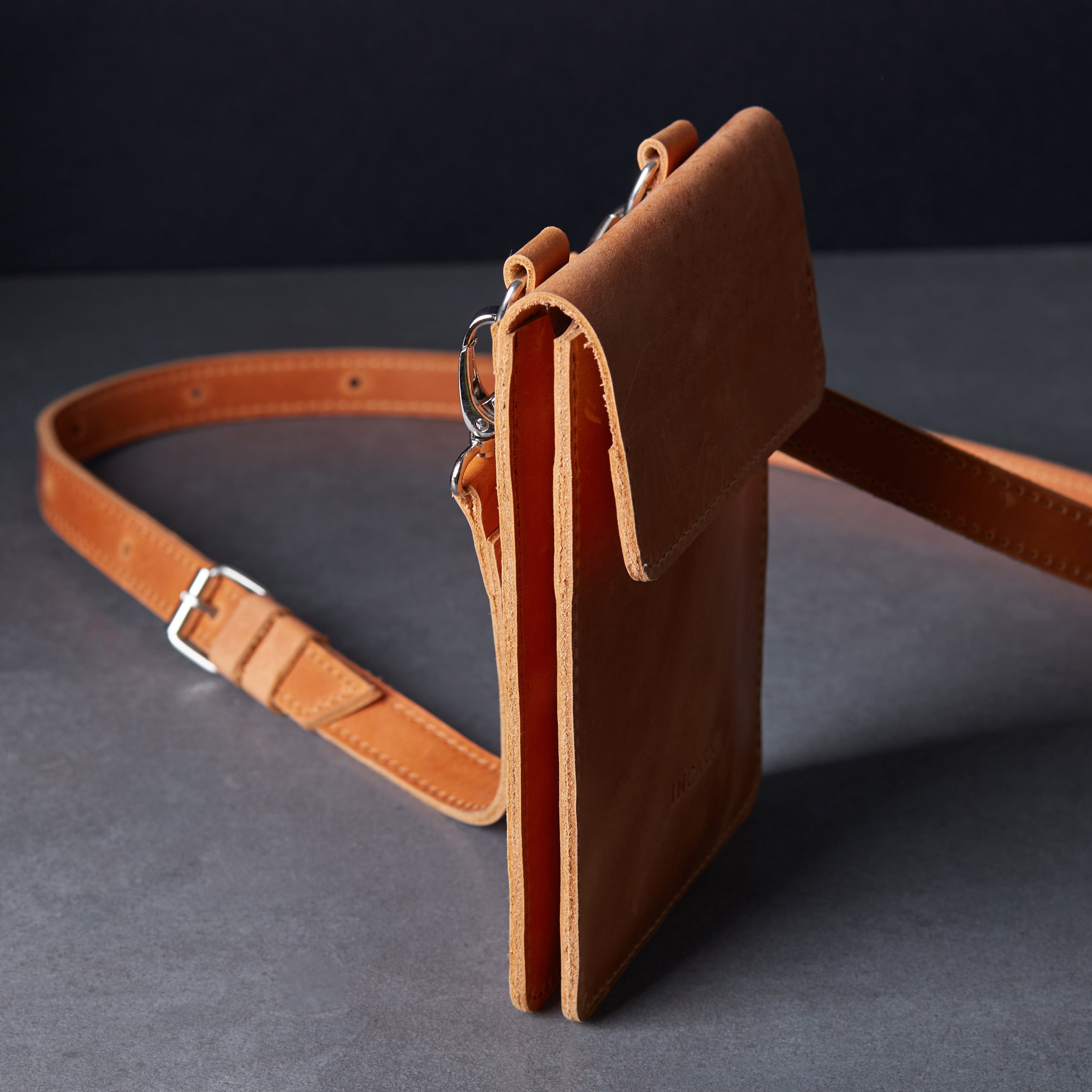 Cумка для телефона Smart Case, коньяк (вінтажний)