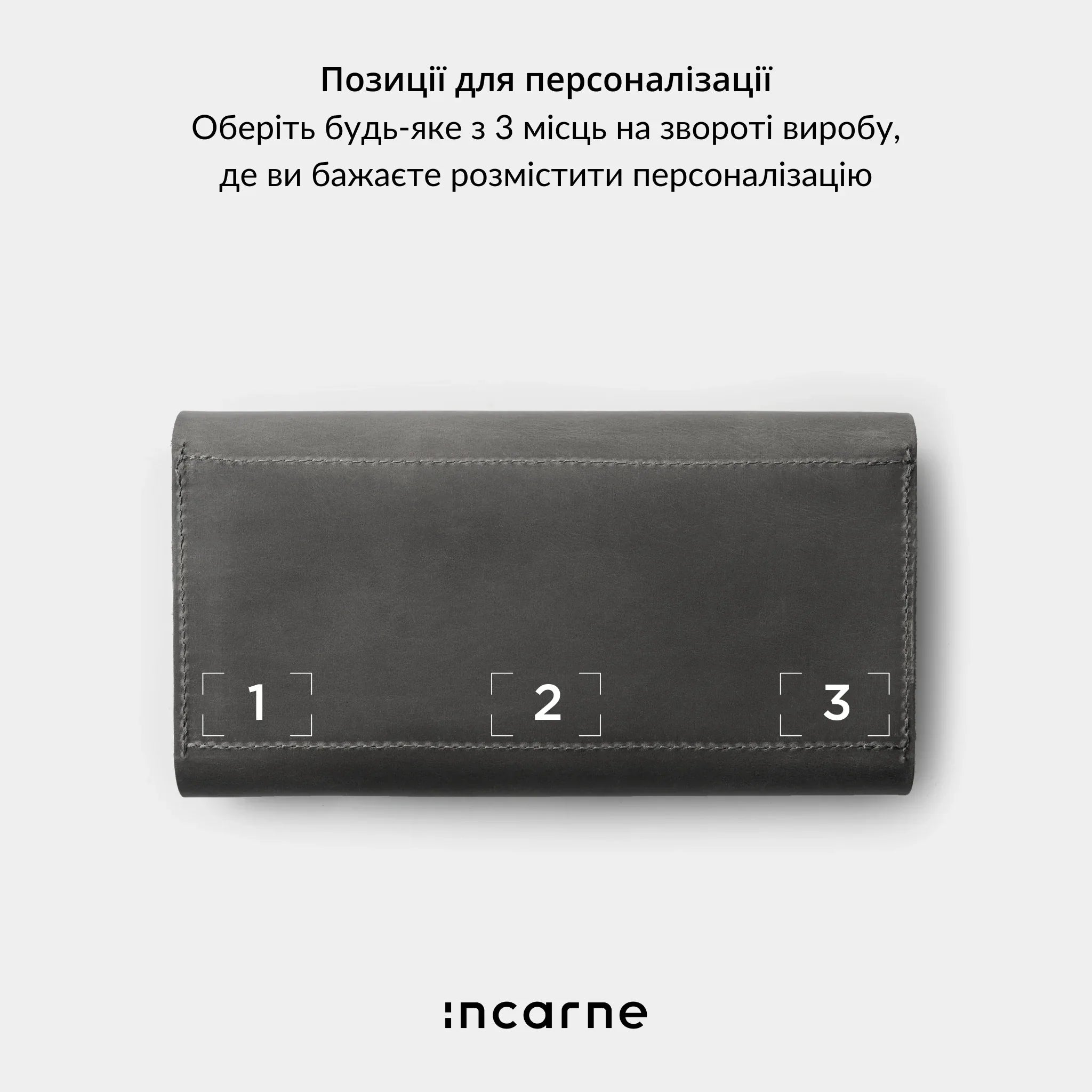 Гаманець-клатч Klondike gray vintage з натуральної шкіри, мінімалістичний дизайн від українського бренду INCARNE