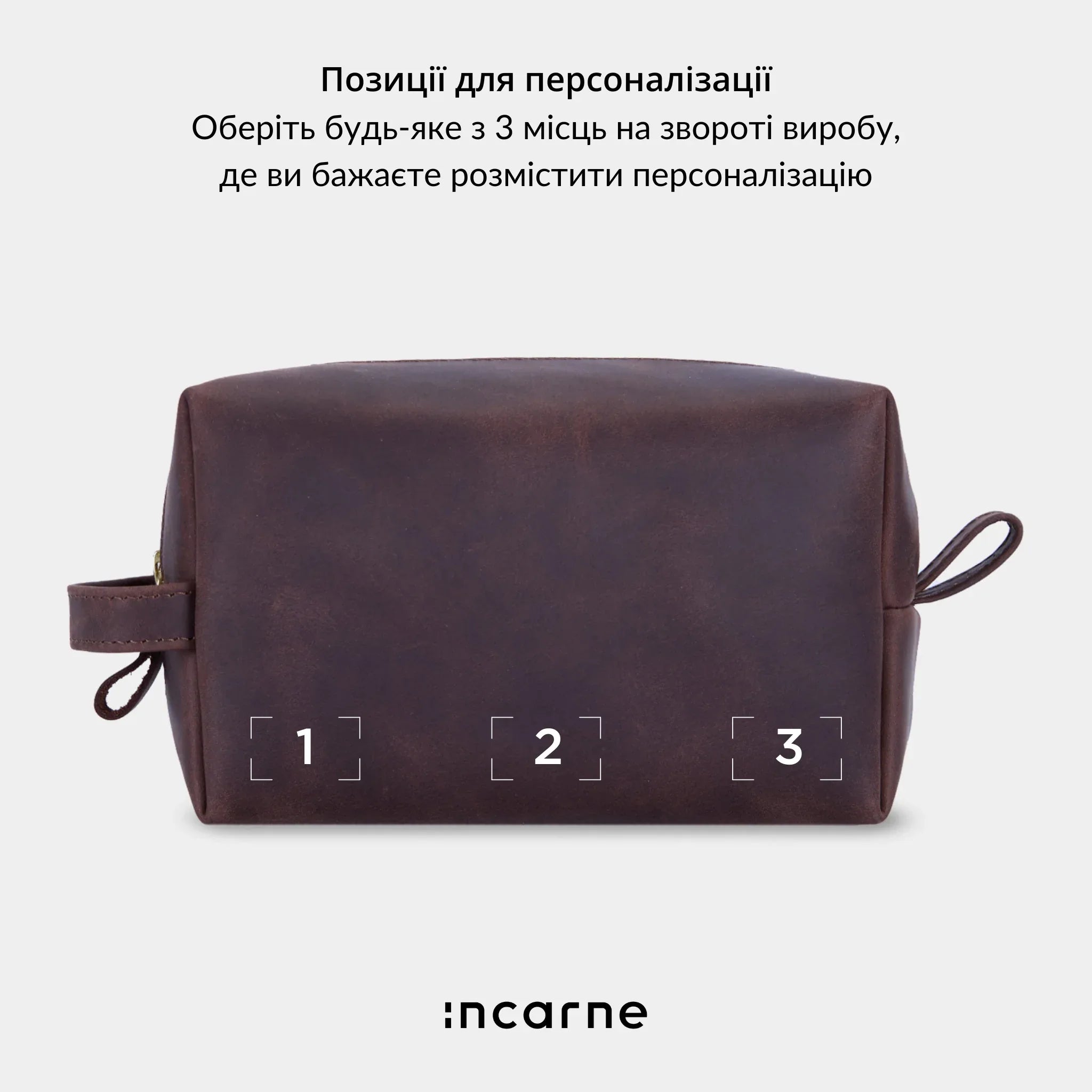 Схема косметички Mirage з розмірами, компактна шкіряна модель з внутрішньою кишенею та зручним верхнім доступом