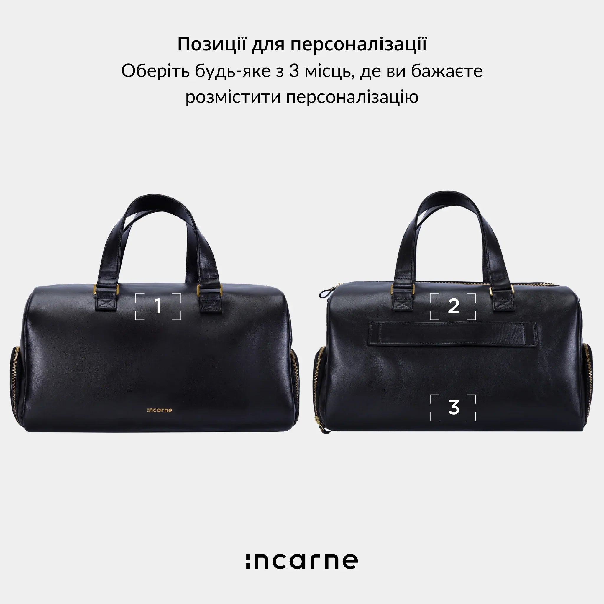 Сумка Nomad чорна, розміри M і L, натуральна шкіра, дорожня та спортивна сумка від бренду INCARNE