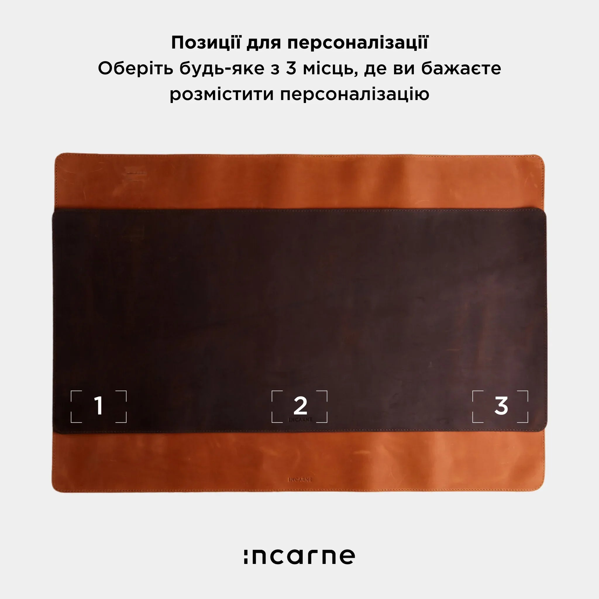 Шкіряний настільний килимок ProDesk коньячного кольору, продумана зона для ноутбука, миші та гаджетів