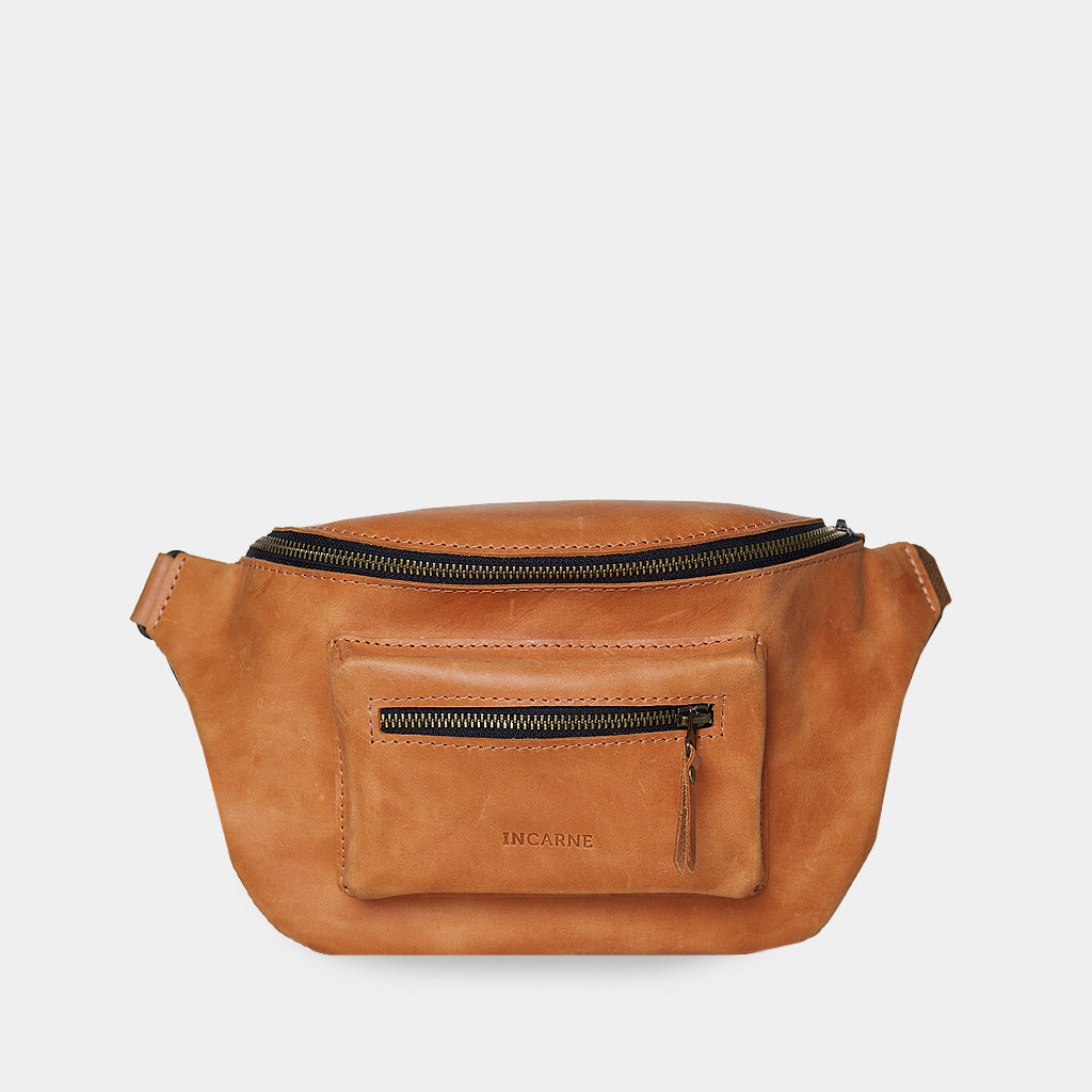 Поясна сумка Beltee, коньяк (вінтажний)