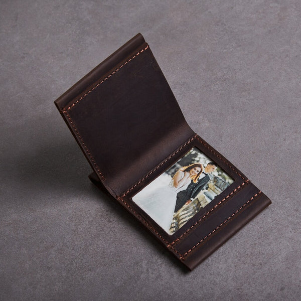Шкіряний компактний гаманець «Фолд Фото» Fold Photo з металевою фотокарткою