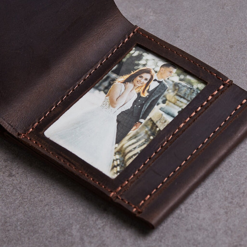 Шкіряний компактний гаманець «Фолд Фото» Fold Photo з металевою фотокарткою